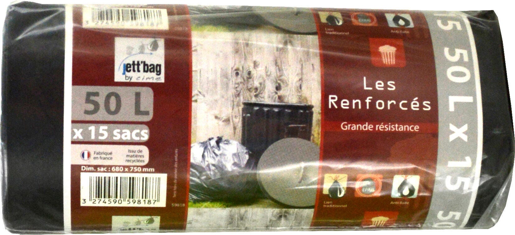 15 sacs à déchet très résistant 50 l noir Leroy Merlin