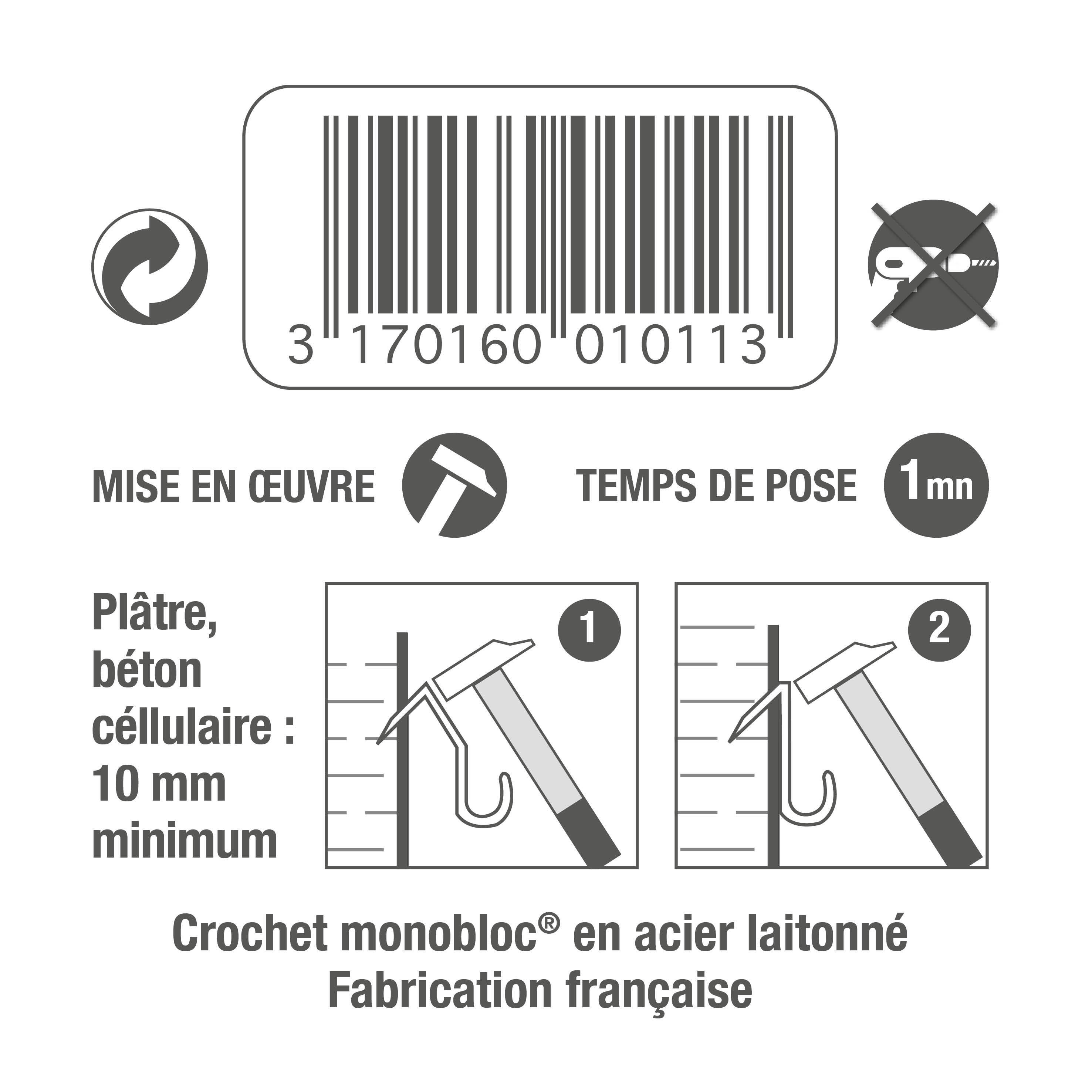 Lot 5 crochets acier matériaux tendres tableaux et cadres LE CROCHET FRANCAIS - 3