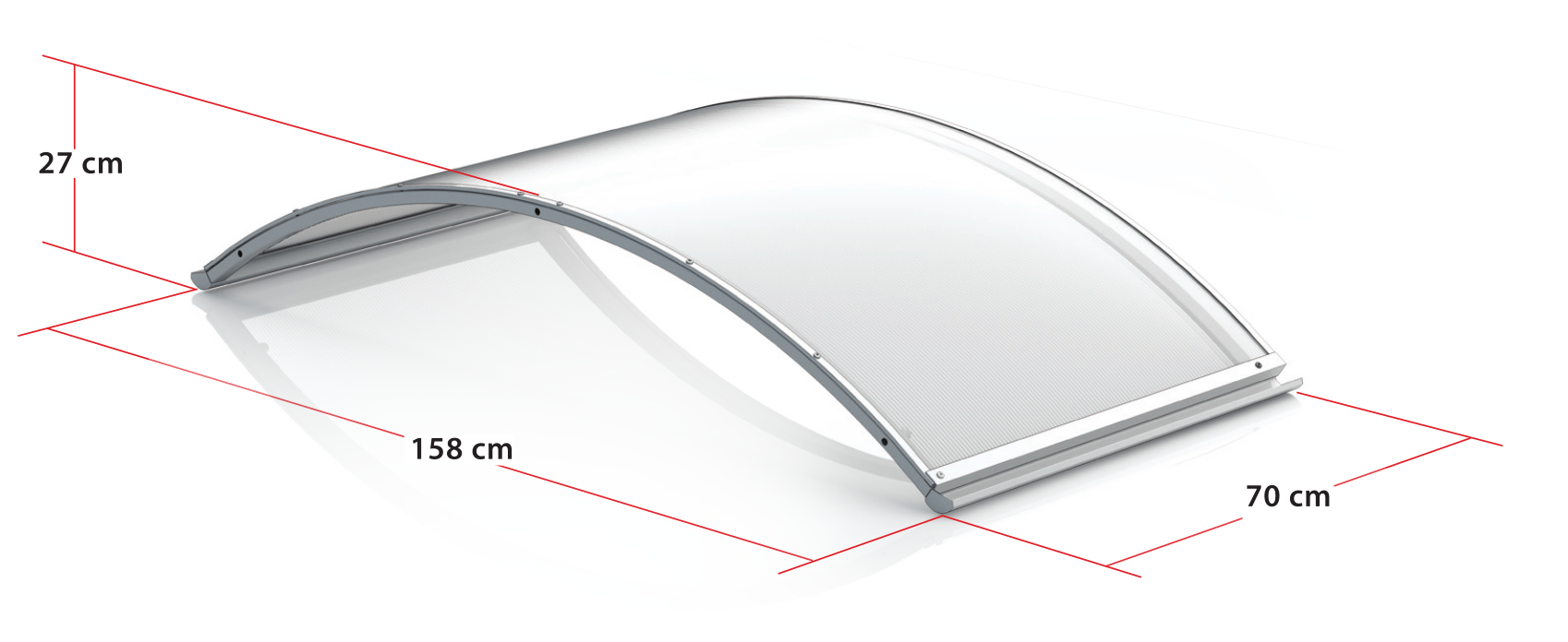 Auvent de porte d'entrée alu blanc Arcus, l.158 x H.27 x P.70 cm  - 8