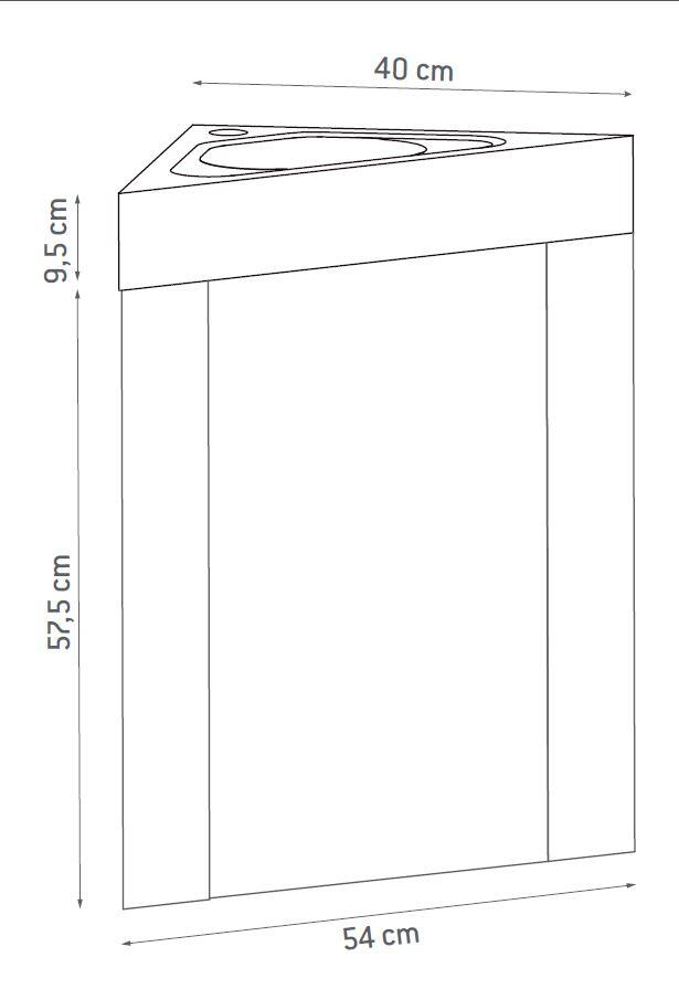 Meuble lave-mains d'angle l.54 x H.67 x P.40 cm, blanc, Spirit - 2