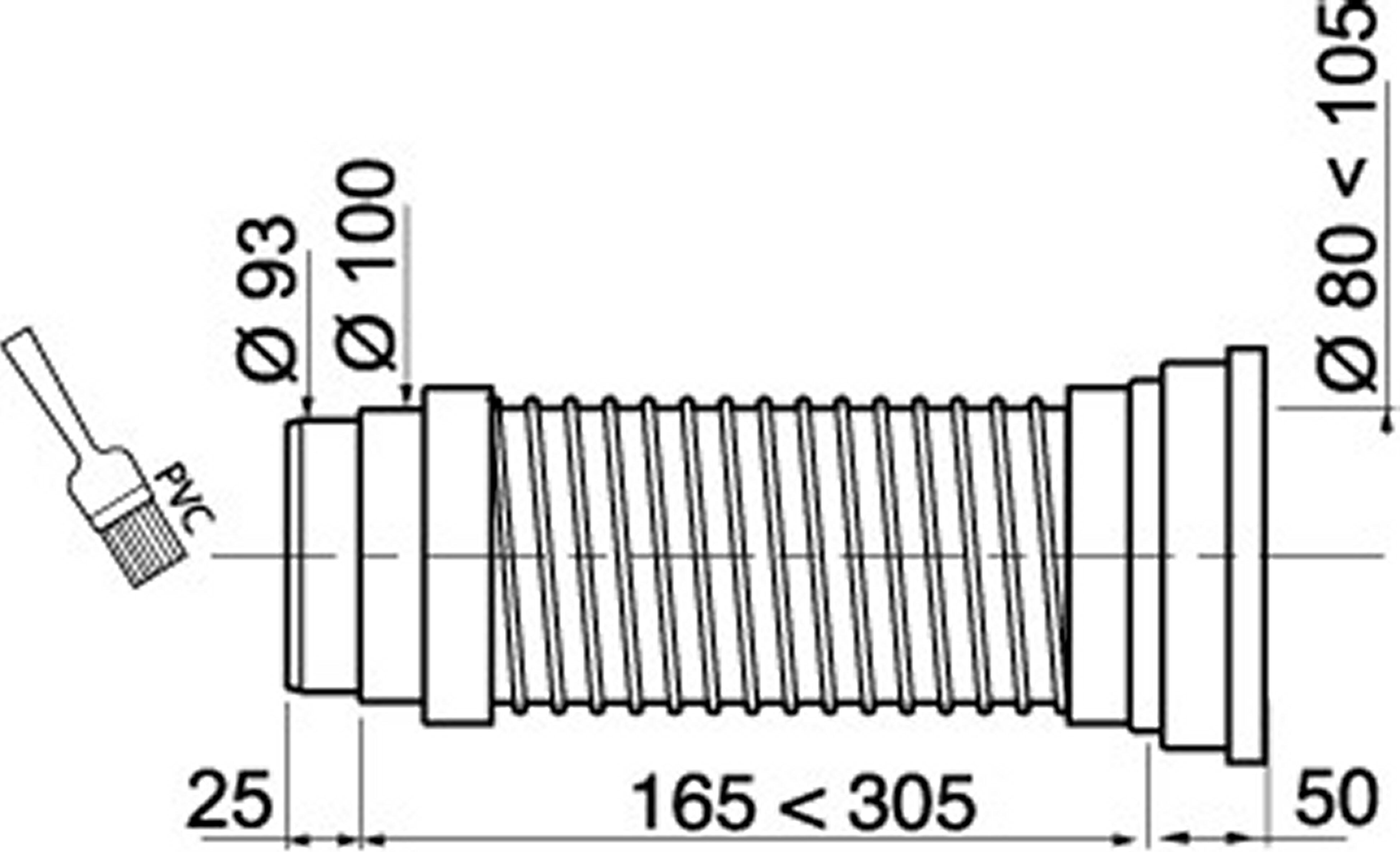 Pipe de WC courte articulée souple D9.3 cm WIRQUIN 230-385 mm - 2