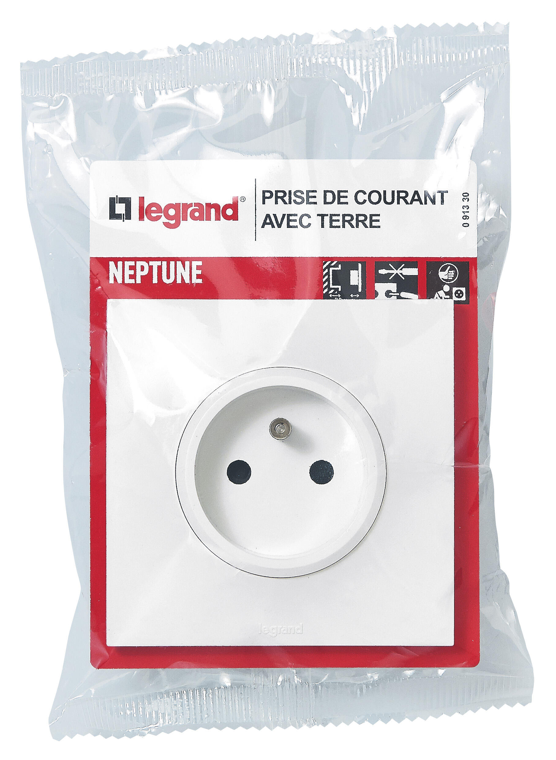 Prise avec terre complet Neptune, LEGRAND blanc - 5