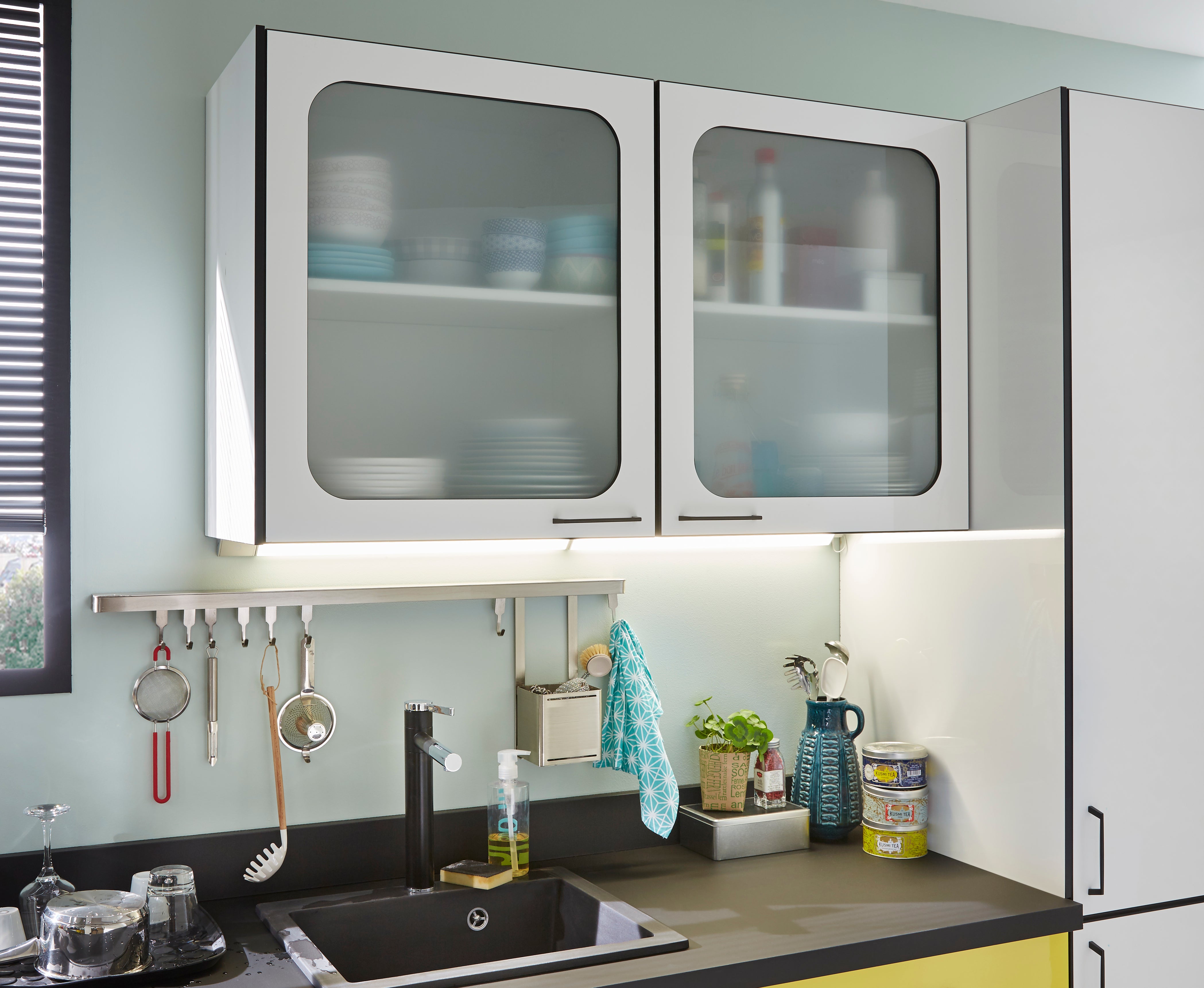 Evier à encastrer 1 cuve, granit et résine,  TETRAGON Noir - 3