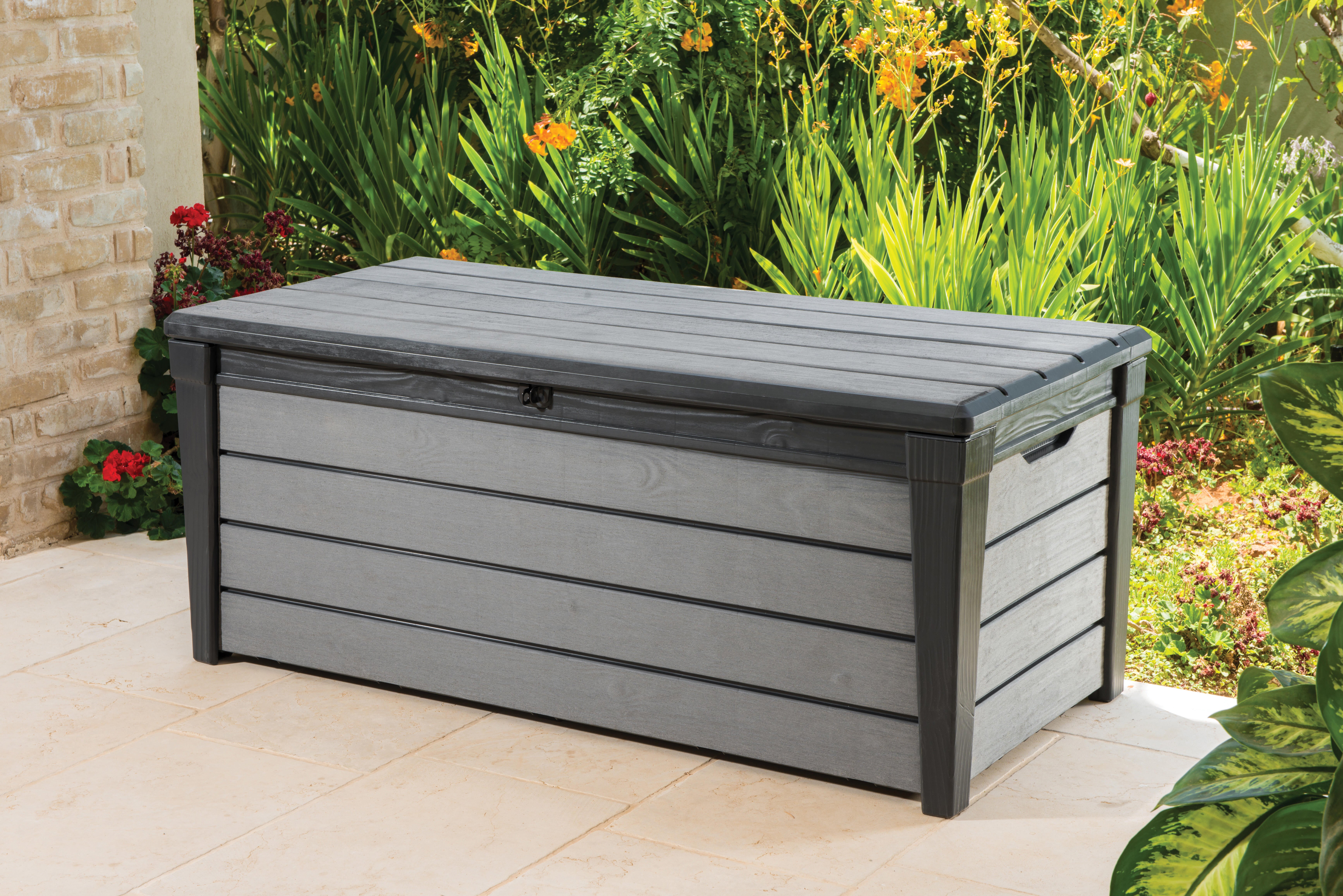 Coffre de jardin BRUSHWOOD en résine - KETER - gris - 455 litres - 6