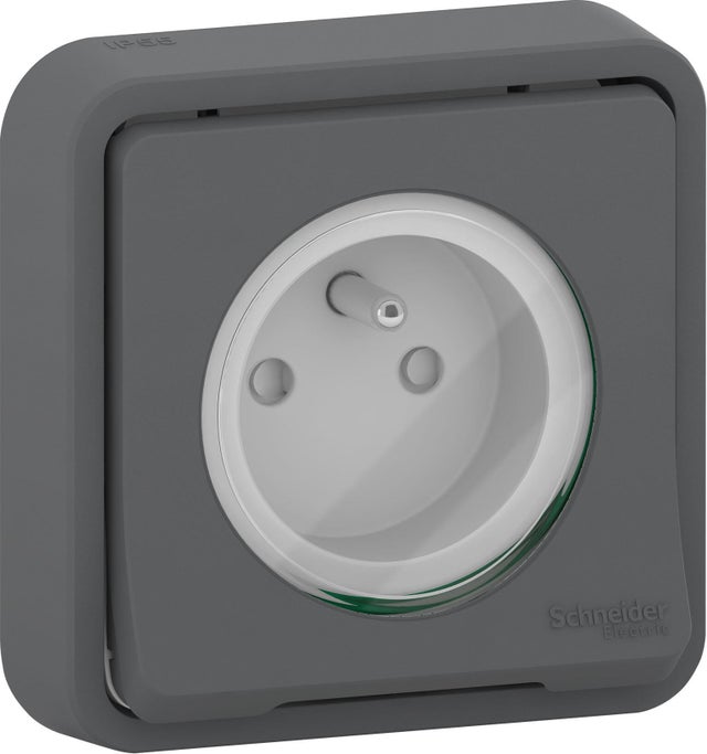 Prise avec terre complet encastré Mureva Styl, SCHNEIDER ELECTRIC, anthracite