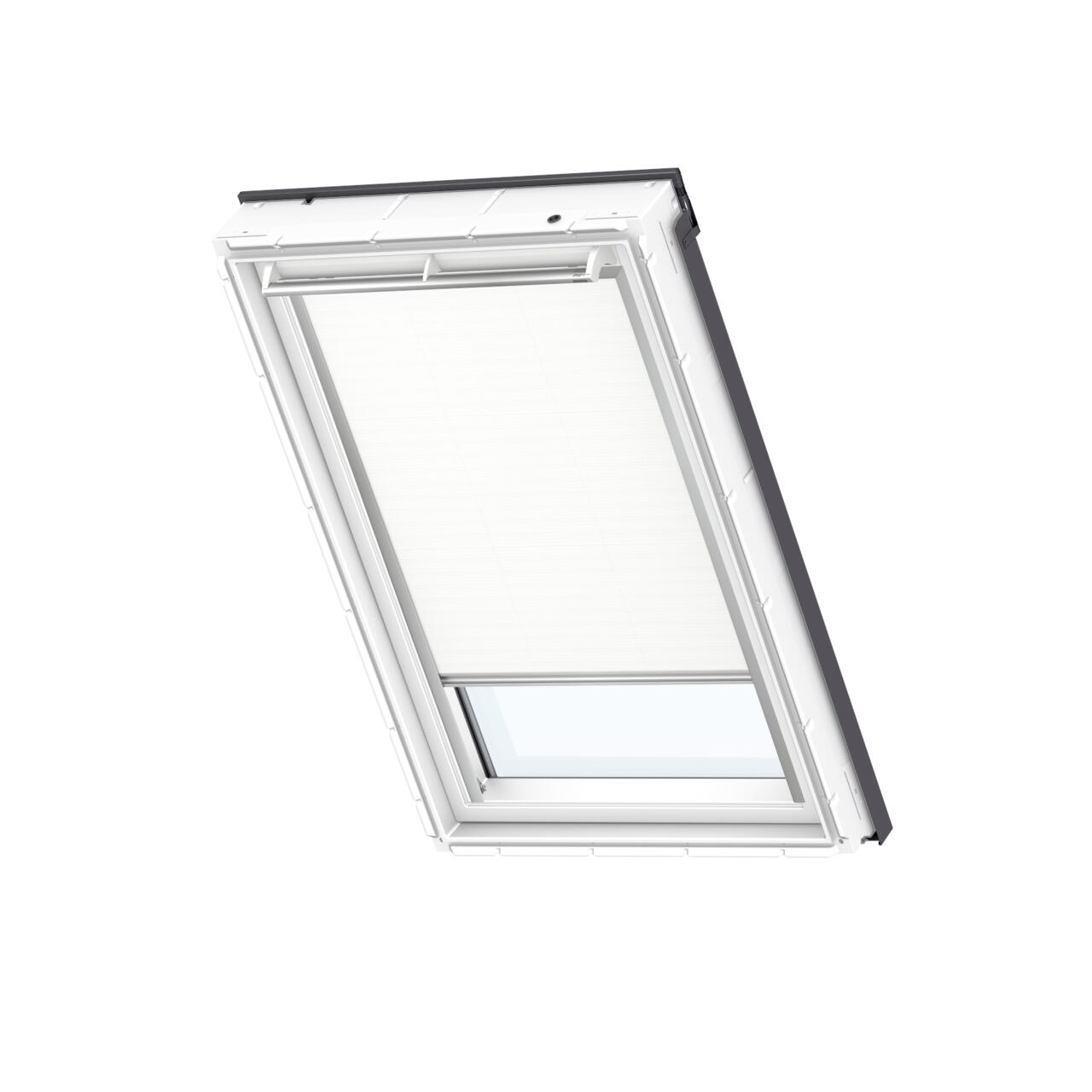 Store fenêtre de toit VELUX occultant manuel blanc DKL MK08, cadre gris Leroy Merlin