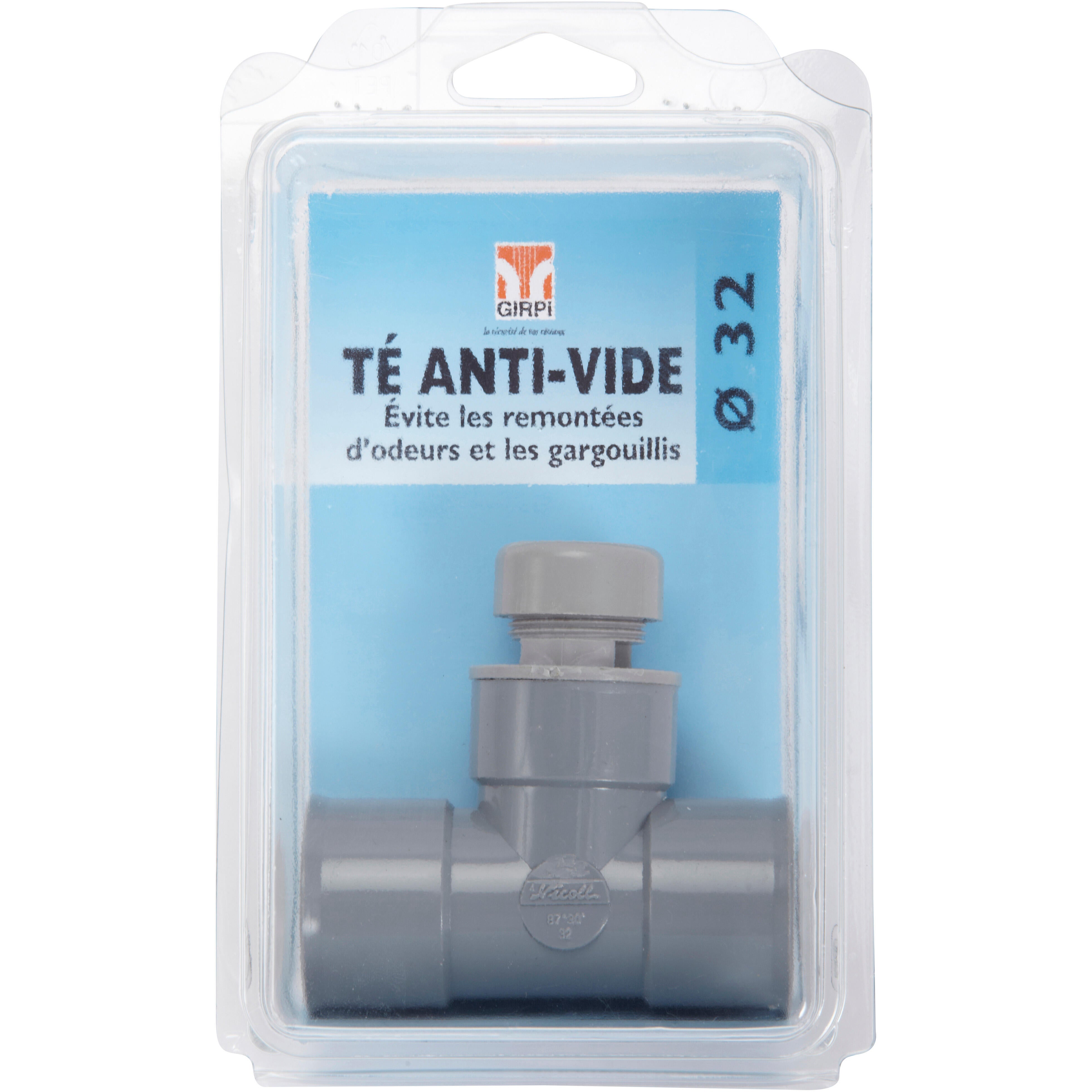 Té antivide en pvc à coller, femelle / femelle, D.32 - 2