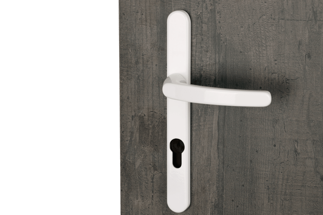 2 poignées sur plaque à cylindre Beverly/baltic alu blanc, entraxe 195 mm