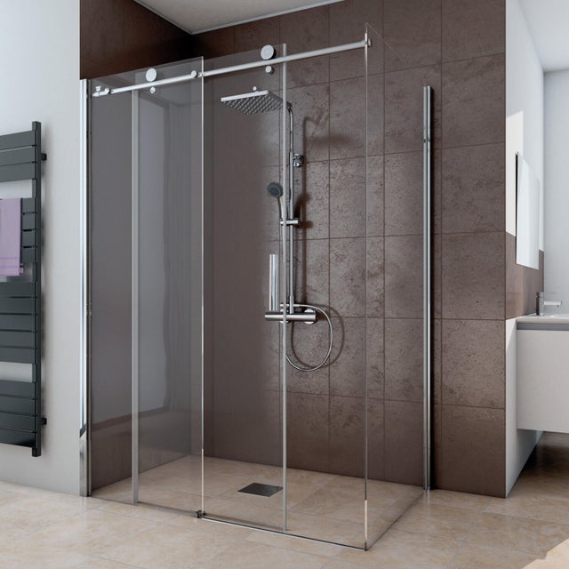 Paroi latérale fixe droite, l.80 cm verre transparent 8 mm Panorama nova