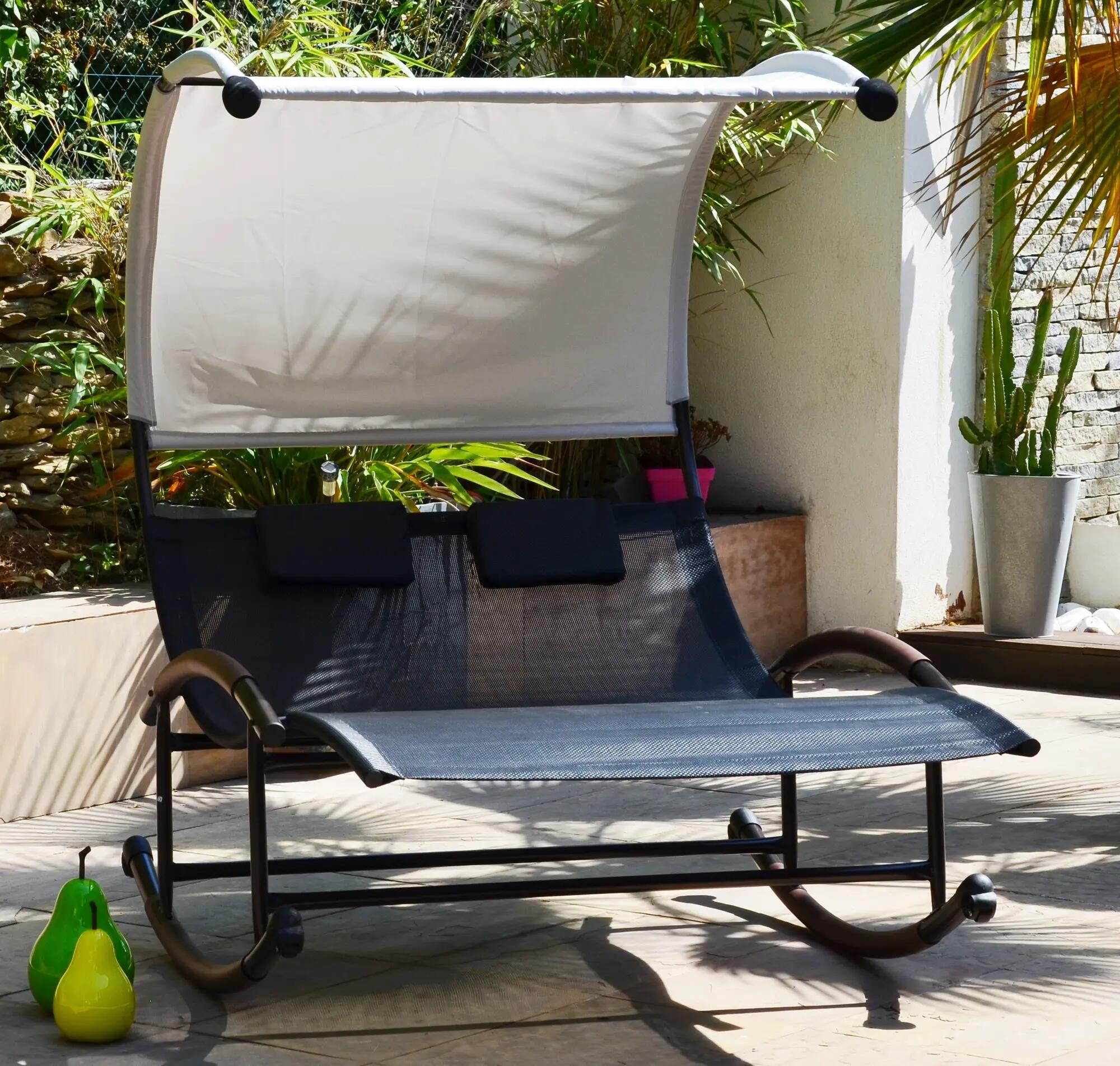 Hamac avec structure acier Wellness GIVEX noir L.200 x l.140 cm - 4