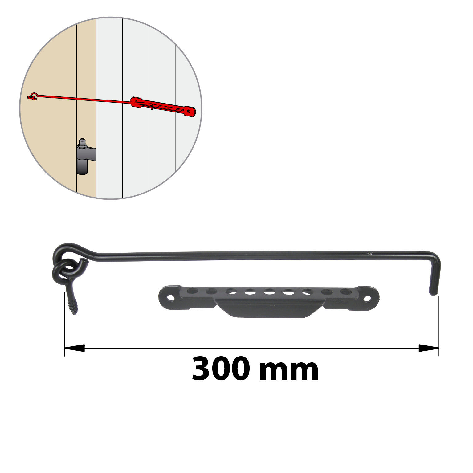 Crochet et crémaillère en acier noir prépeint, Diam.8 x L.300 mm AFBAT - 2
