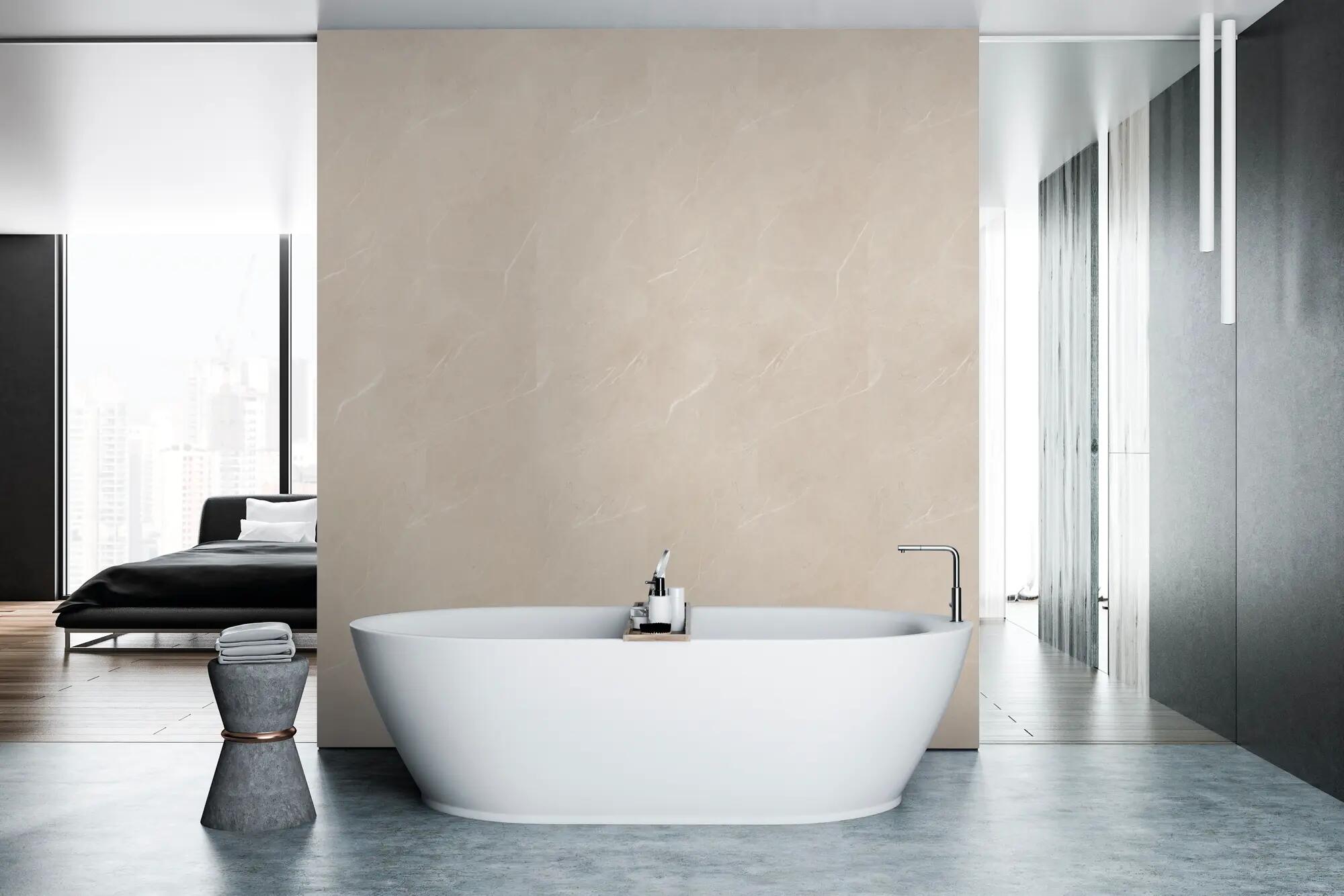 Lot de 2 panneaux douche PVC XL beige Salina DUMAWALL, L.260 x l.90cm, Ep.5mm - 3