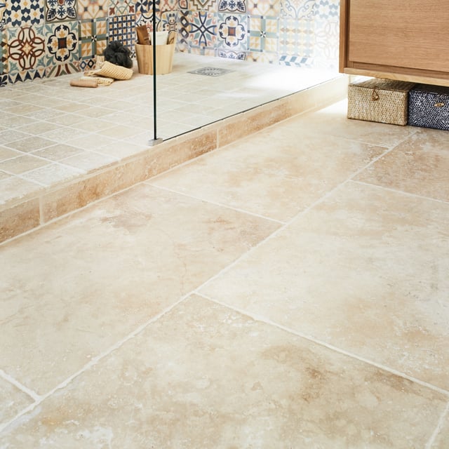 Mosaïque Sol et Mur Travertin Beige 2,3x2,3 cm | RO'MA Nature