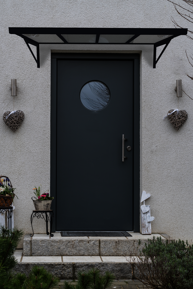 Auvent De Porte En Polycarbonate 100x80cm - Protection Pluie Et Soleil | Support Aluminium - Transparent