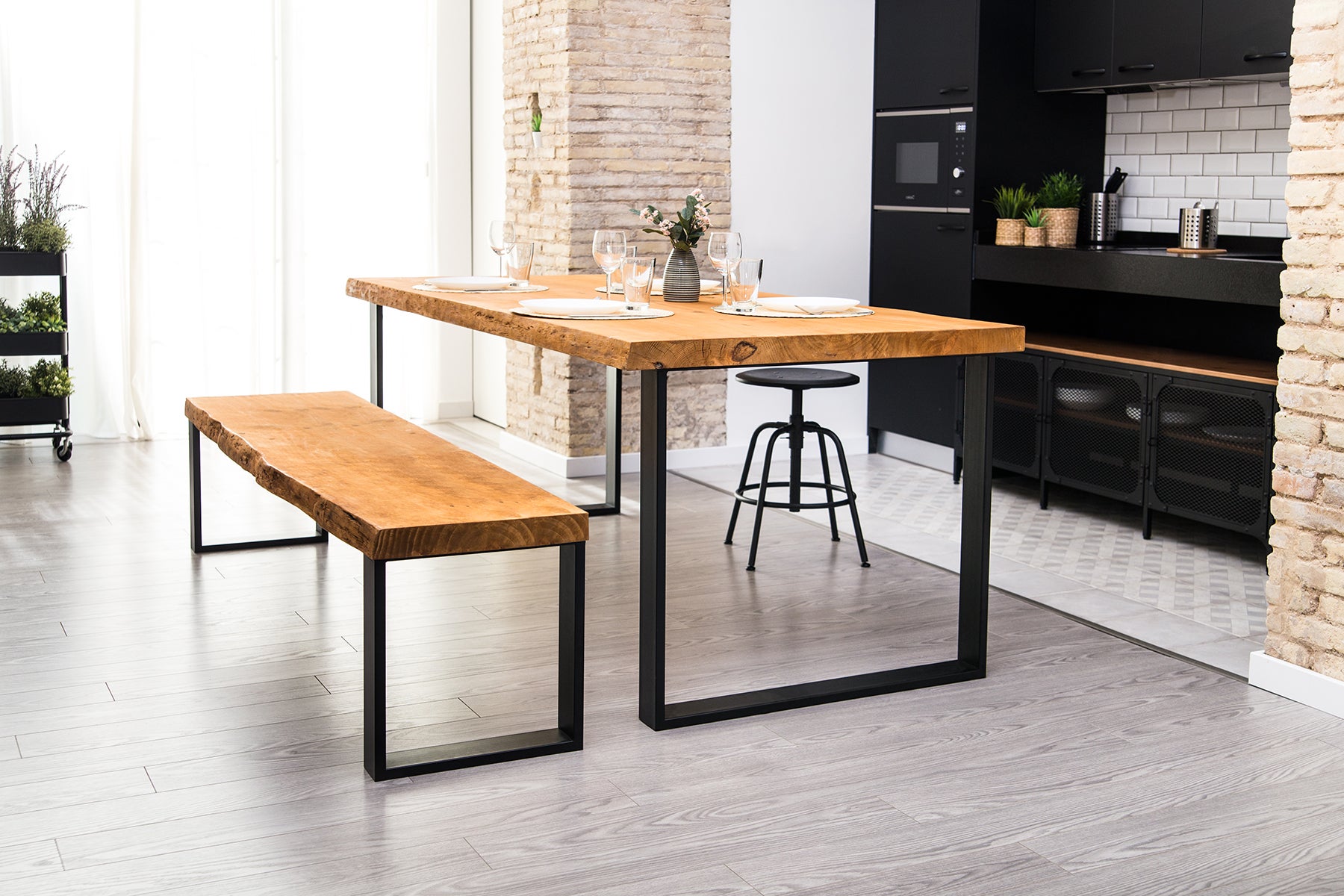 Pied de table design REI Cadre XXL noir, la. 8 x lo. 78 x hauteur 71 cm - 6