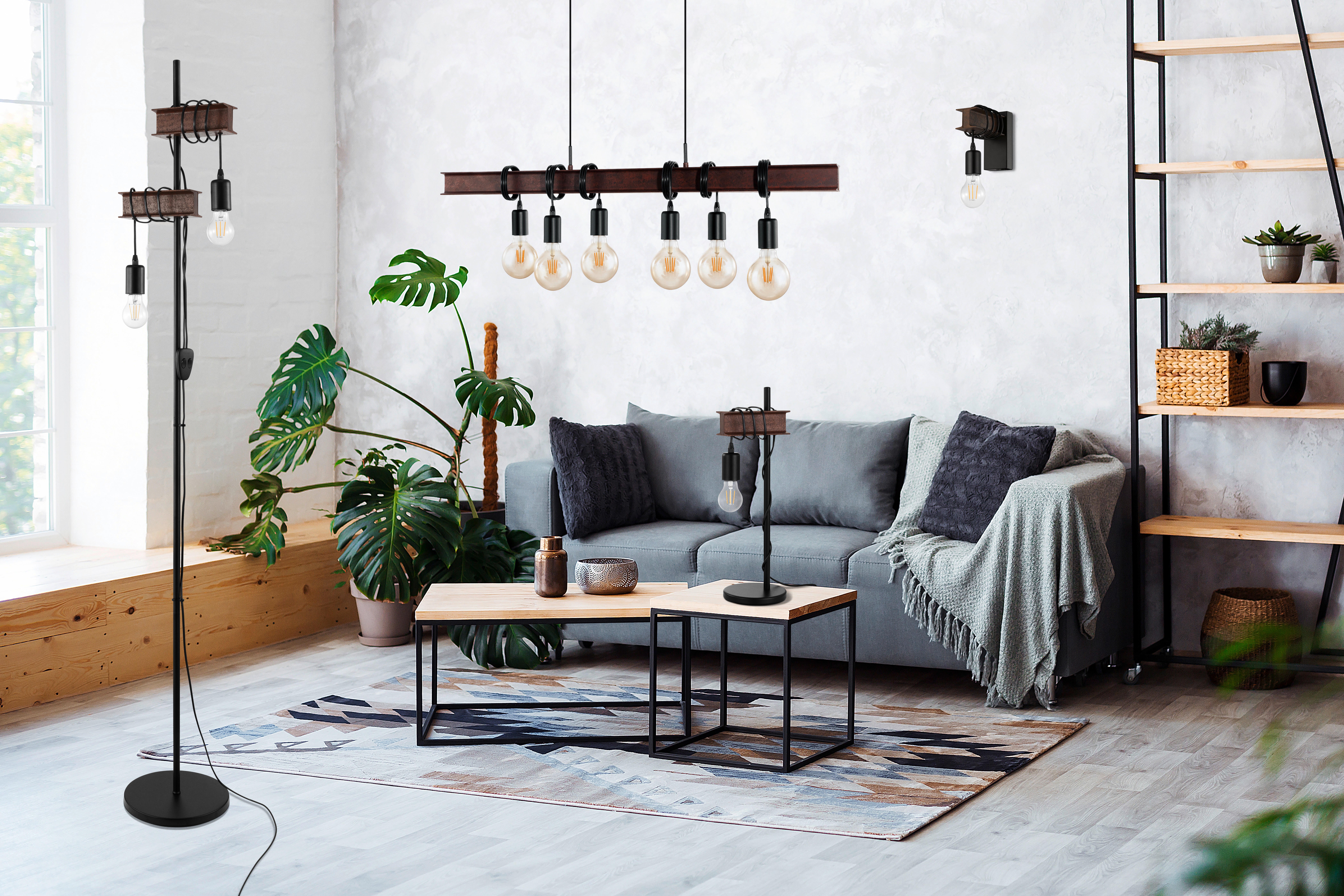 Lampadaire Medbourne, acier, noir,  H.170 cm, E27 - 11