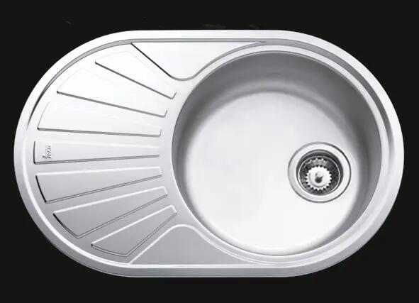 Evier en inox poli 1 bac 50 x 77 cm vidage inclus Ovalo gris - 2