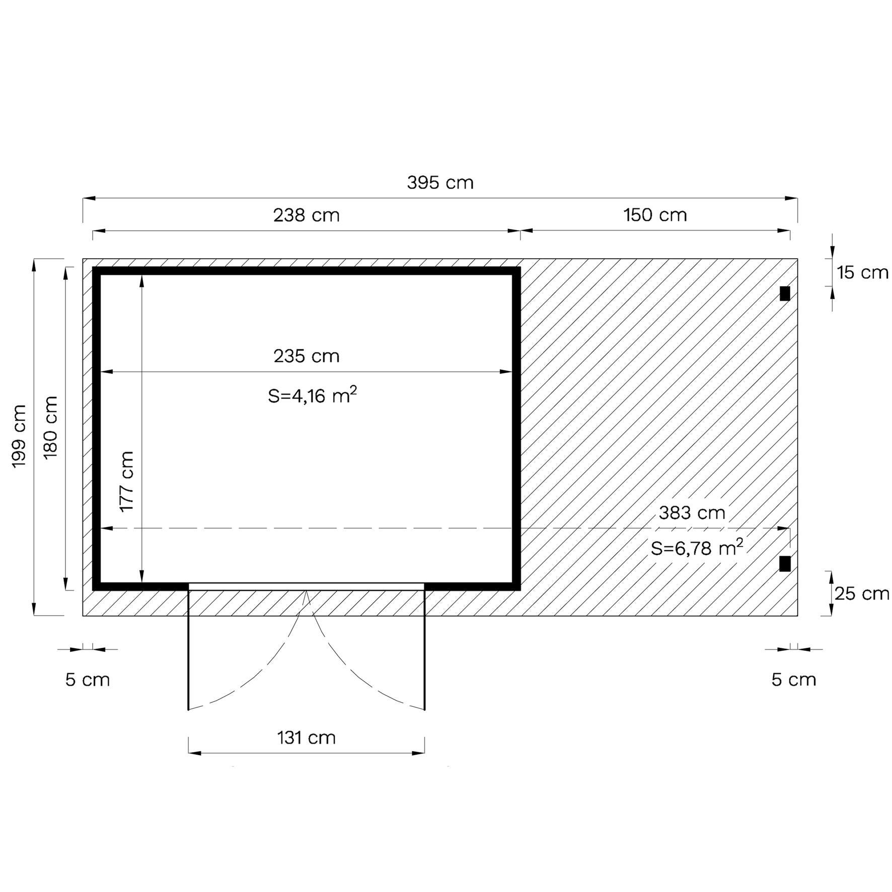 Abri de jardin bois BERTILO Amrum b + Ep.14 mm, 6.95 m² - 7