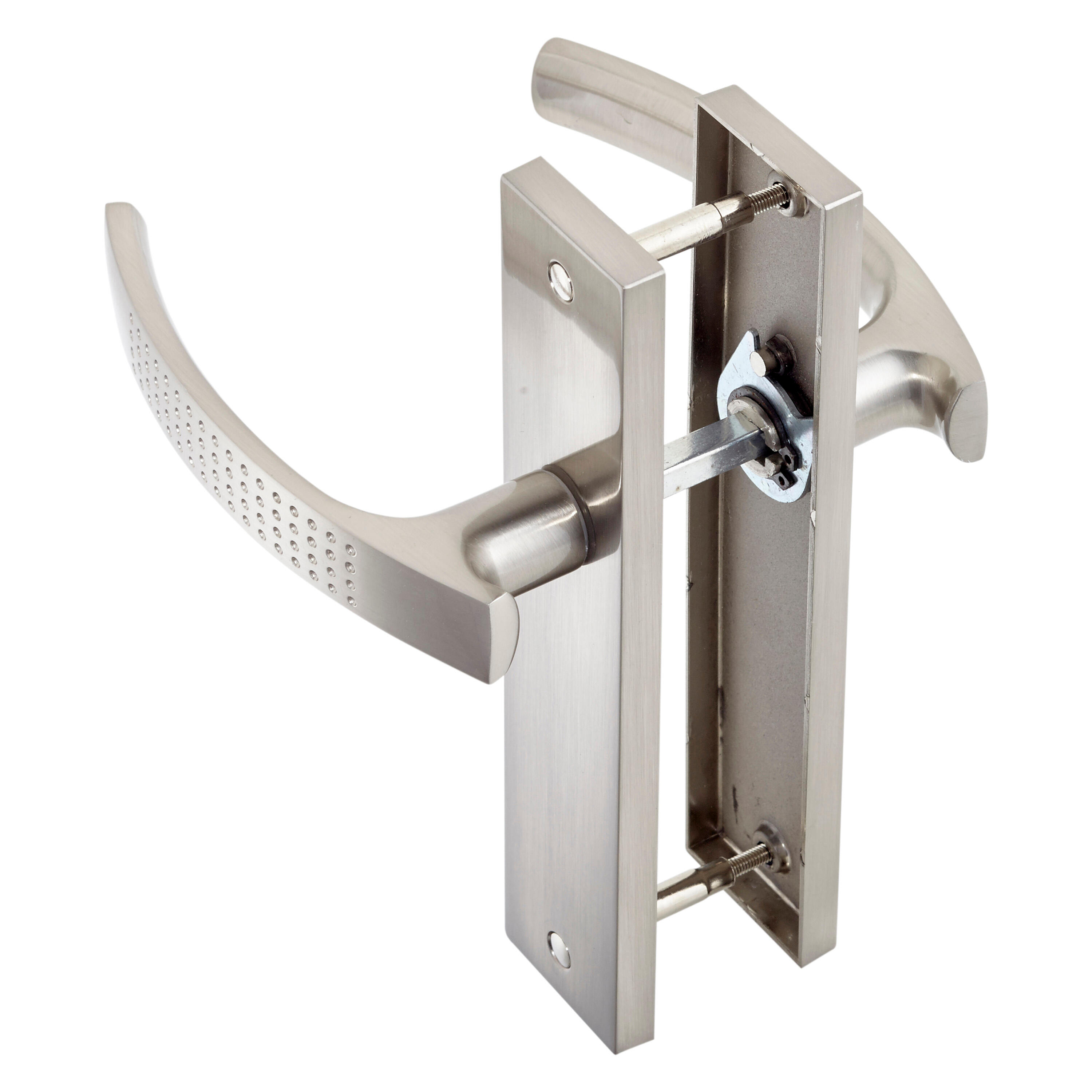 2 poignées sur plaque sans trou Louna aluminium nickel brillant, entraxe 165 mm - 4