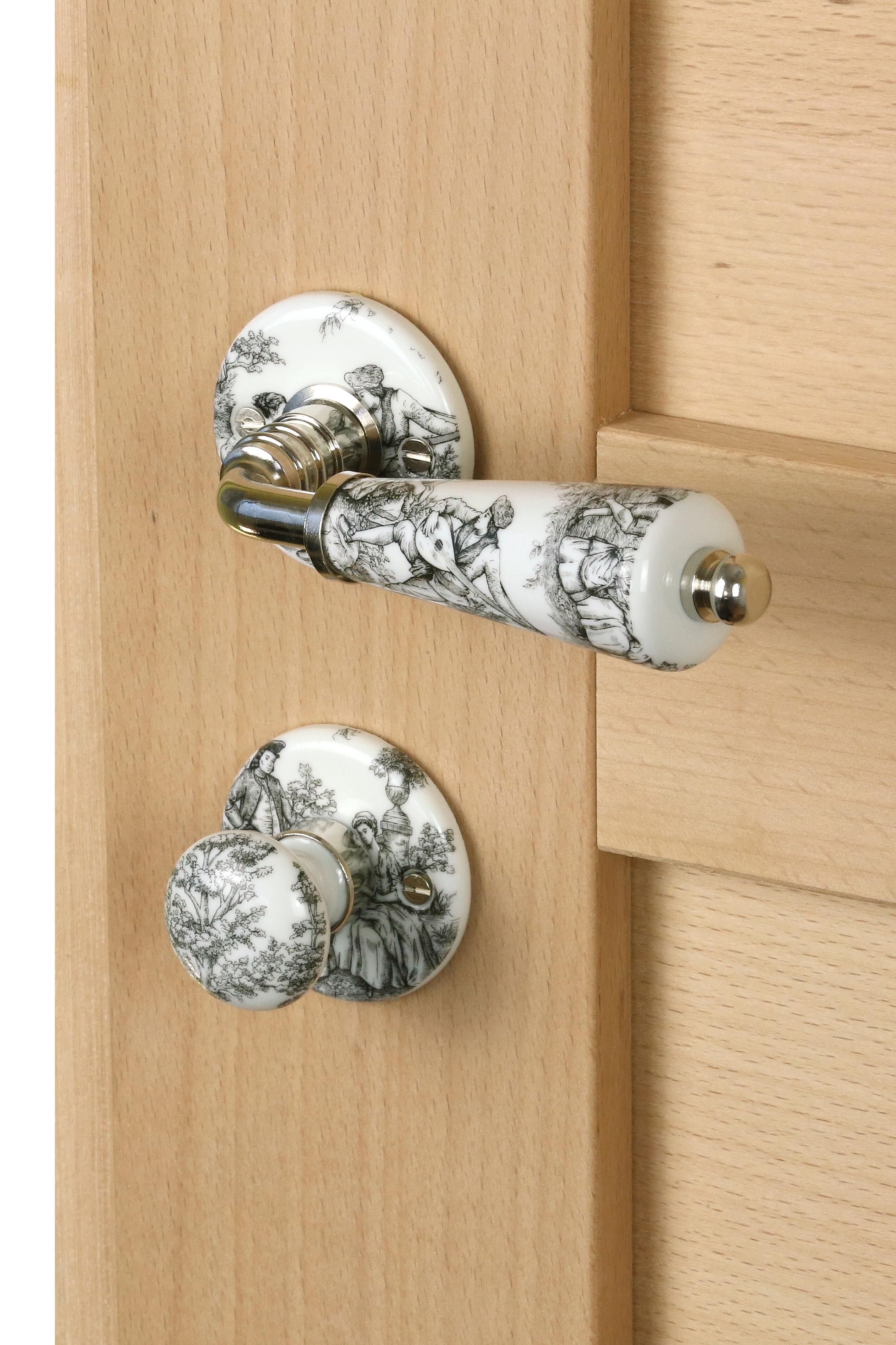 Poignée De Porte Ancienne En Porcelaine Noire – Occasion – Art Déco Intérieure