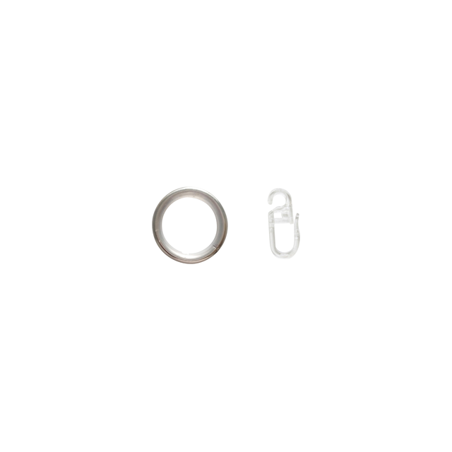 10 Anilla para barra de cortina 16/19 mm redondas acero INSPIRE cromo mate barnizado con gancho y anillo silencioso