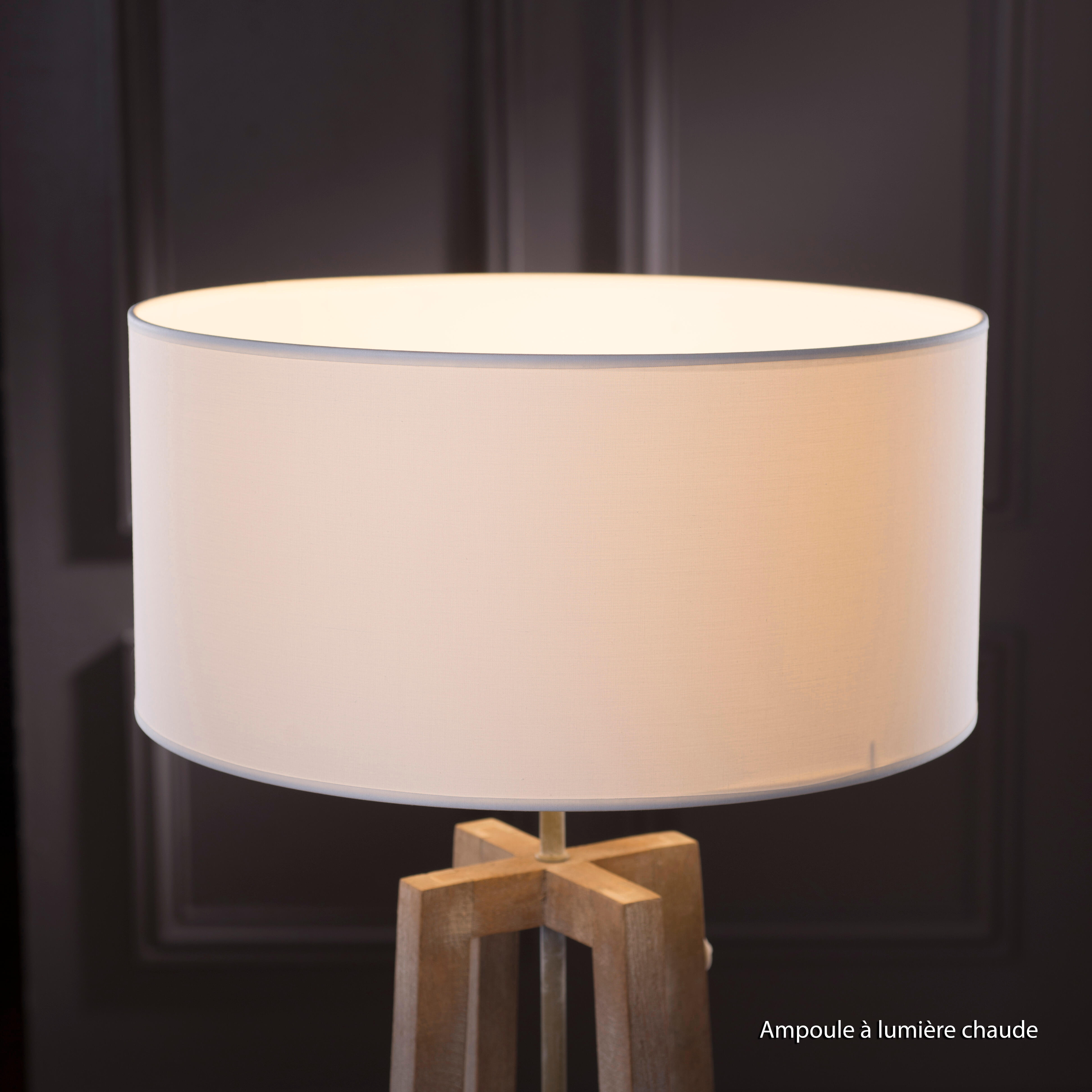 Abat-jour Tube H.19 cm, Diam.40 cm toiline, blanc-blanc n°0 COREP - 2