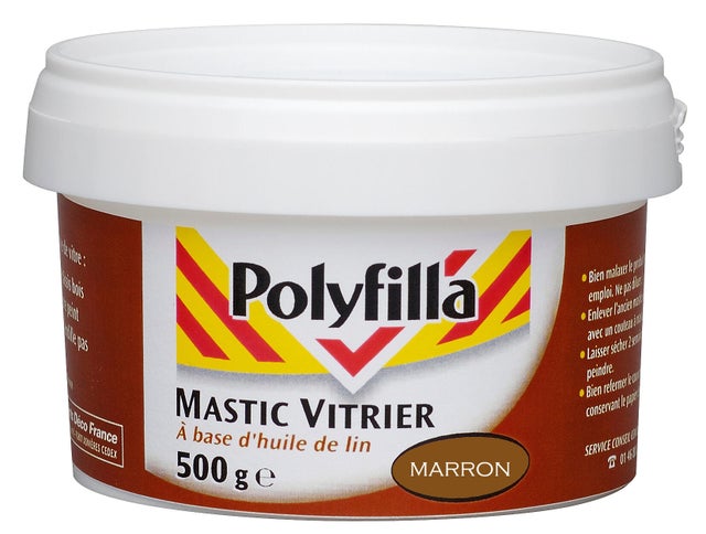 Mastic d'étanchéité Vitrier, 500g, POLYFILLA marron, 500 ml