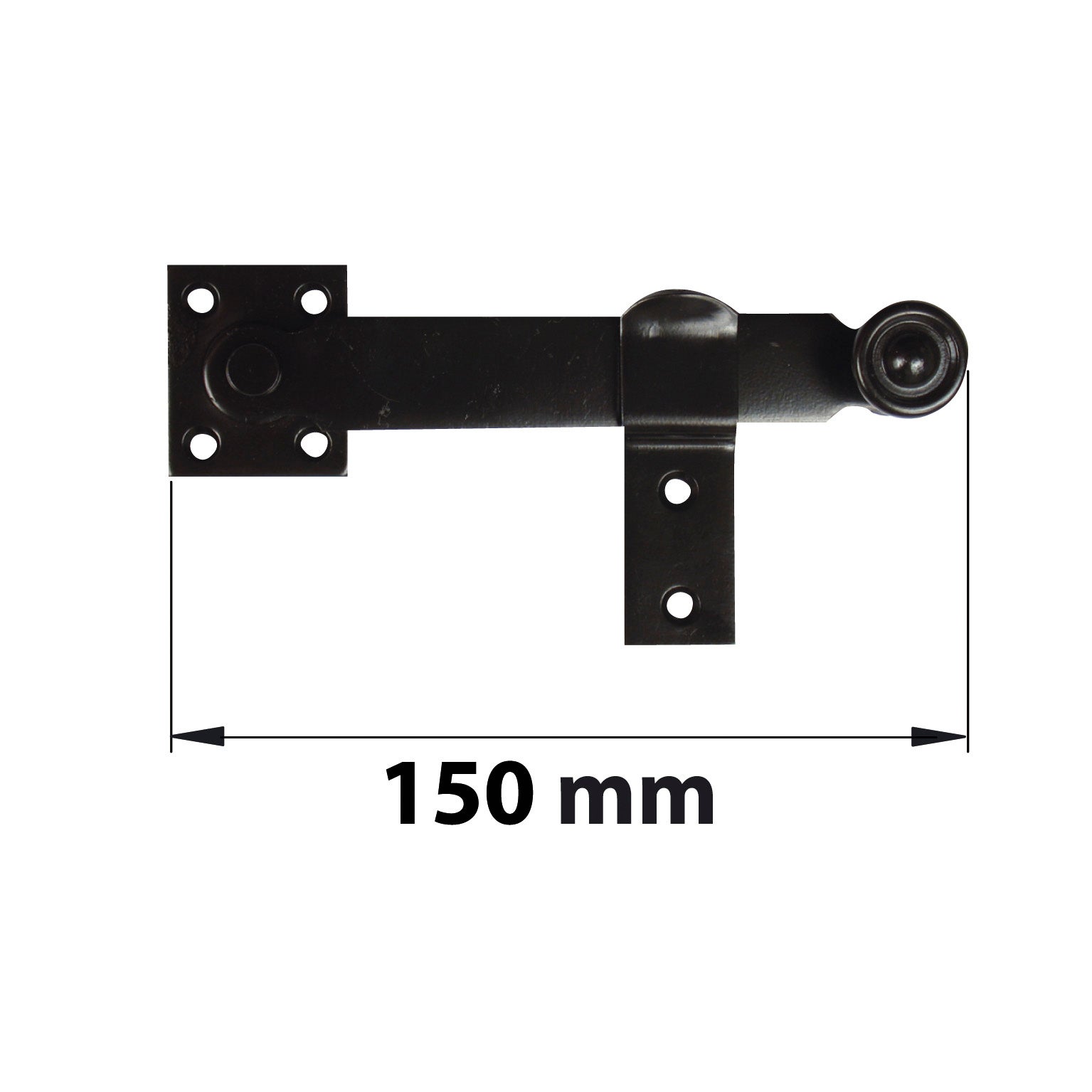Poignée de fléau avec support pour volet en bois en acier noir L.140 mm AFBAT - 3