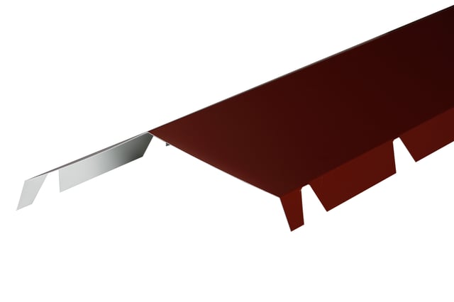 Faîtière crantée pour plaque nervurée 63/100 rouge ral 8012, L.2.1 m