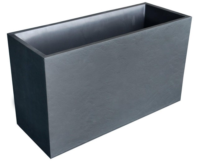 Jardinière Effet Bois Anthracite - Dimensions 60 X 30 X 26 Cm, Résistante Aux Intempéries