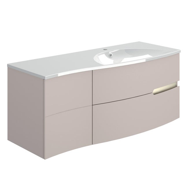 Meuble vasque 2t/1p l.130.2 x H.53.6 x P.51.6cm beige nude Egerie