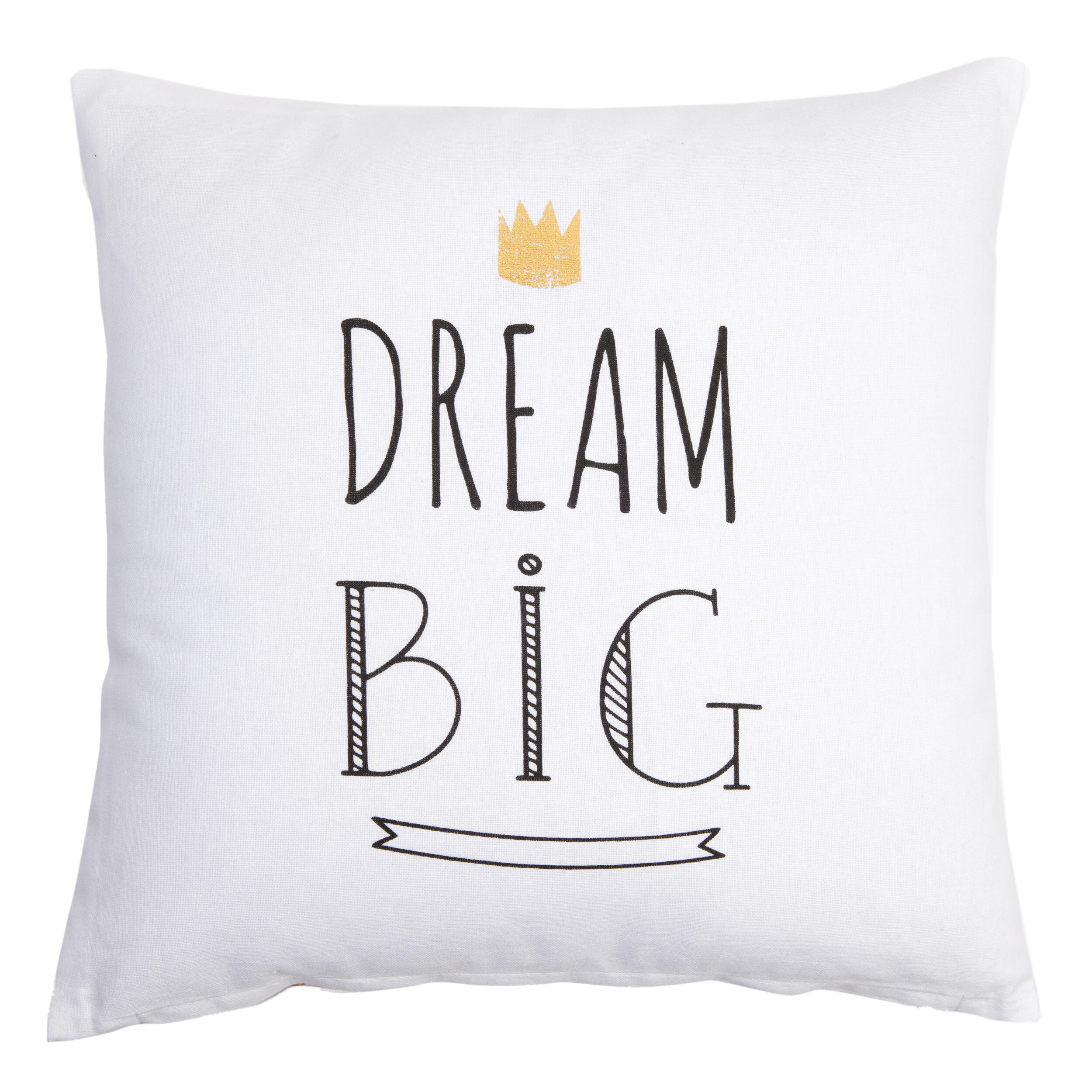 Cojín decorativo cuadrado Dream Big algodón letras blanco negro doble Cojín decorativo cuadrado Dream Big algodón letras blanco negro doble