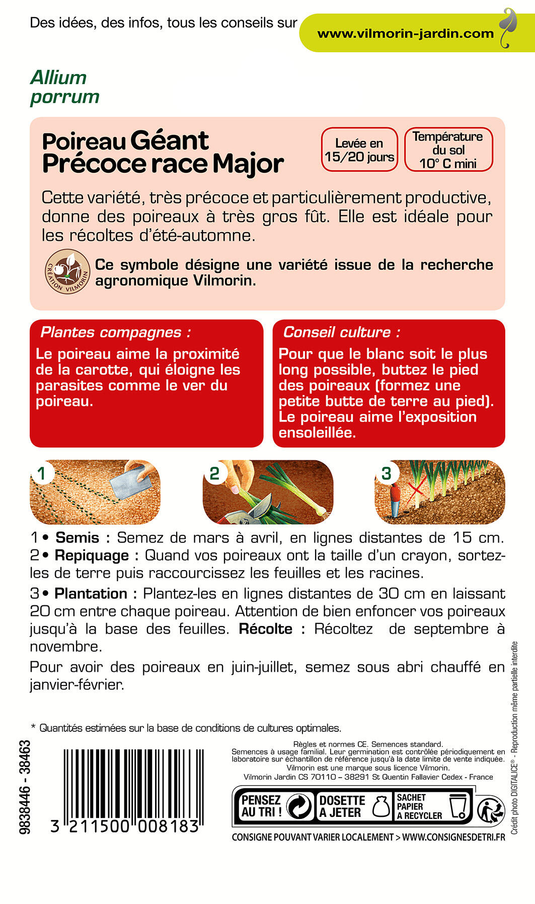 Graines de poireau VILMORIN 4 g - 2