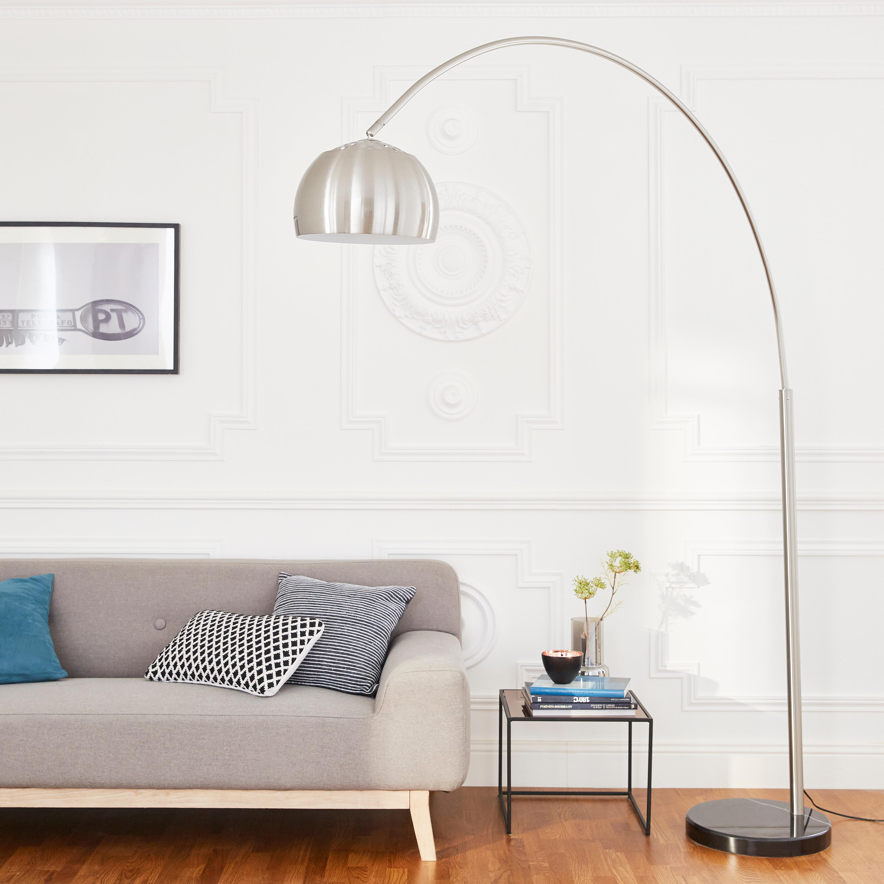 Lampadaire New sofa, acier, argent,  H.210 cm INSPIRE, E27 - 5