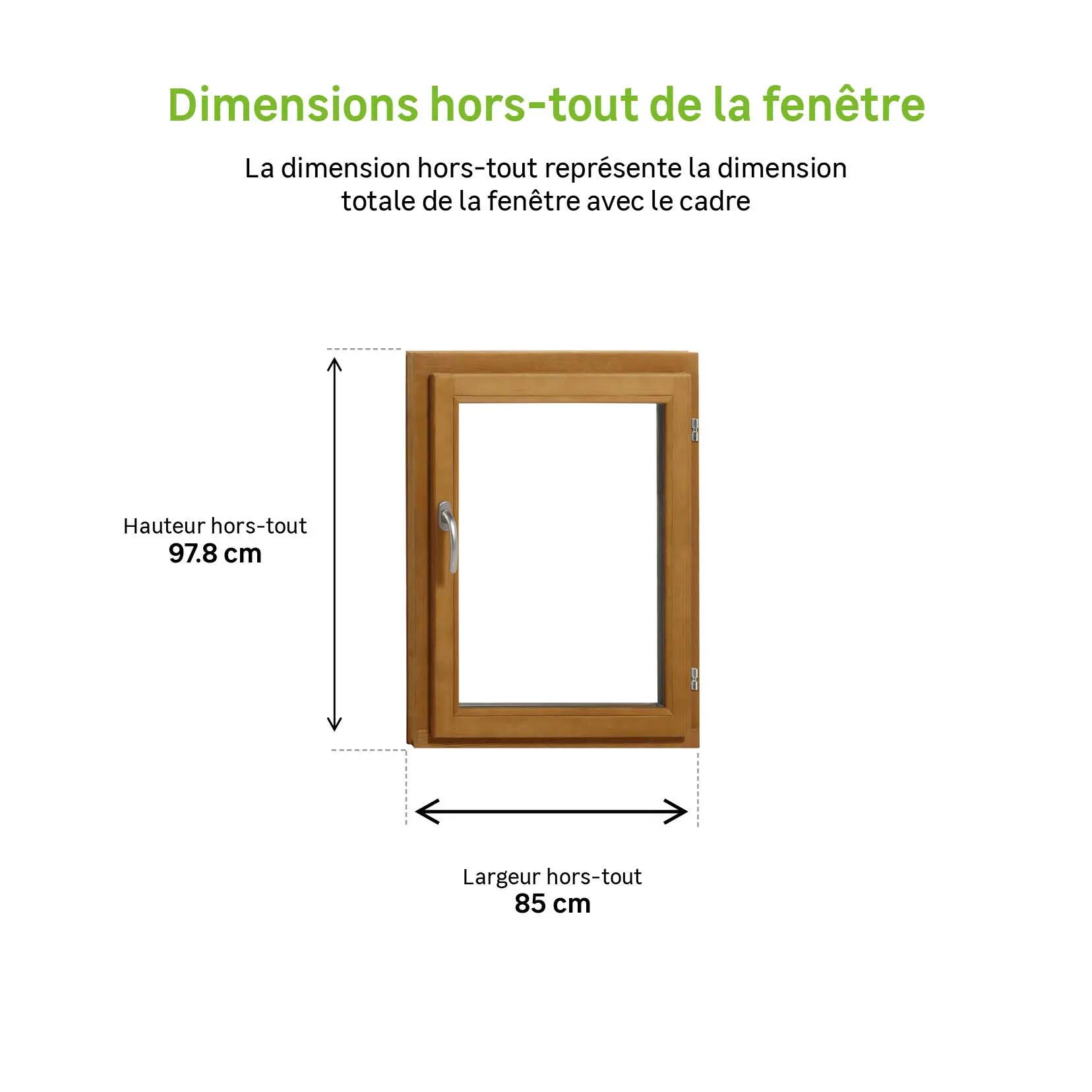 Fenêtre Bois Essentiel H.95xl.80cm, 1 vantail tirant droit - 4