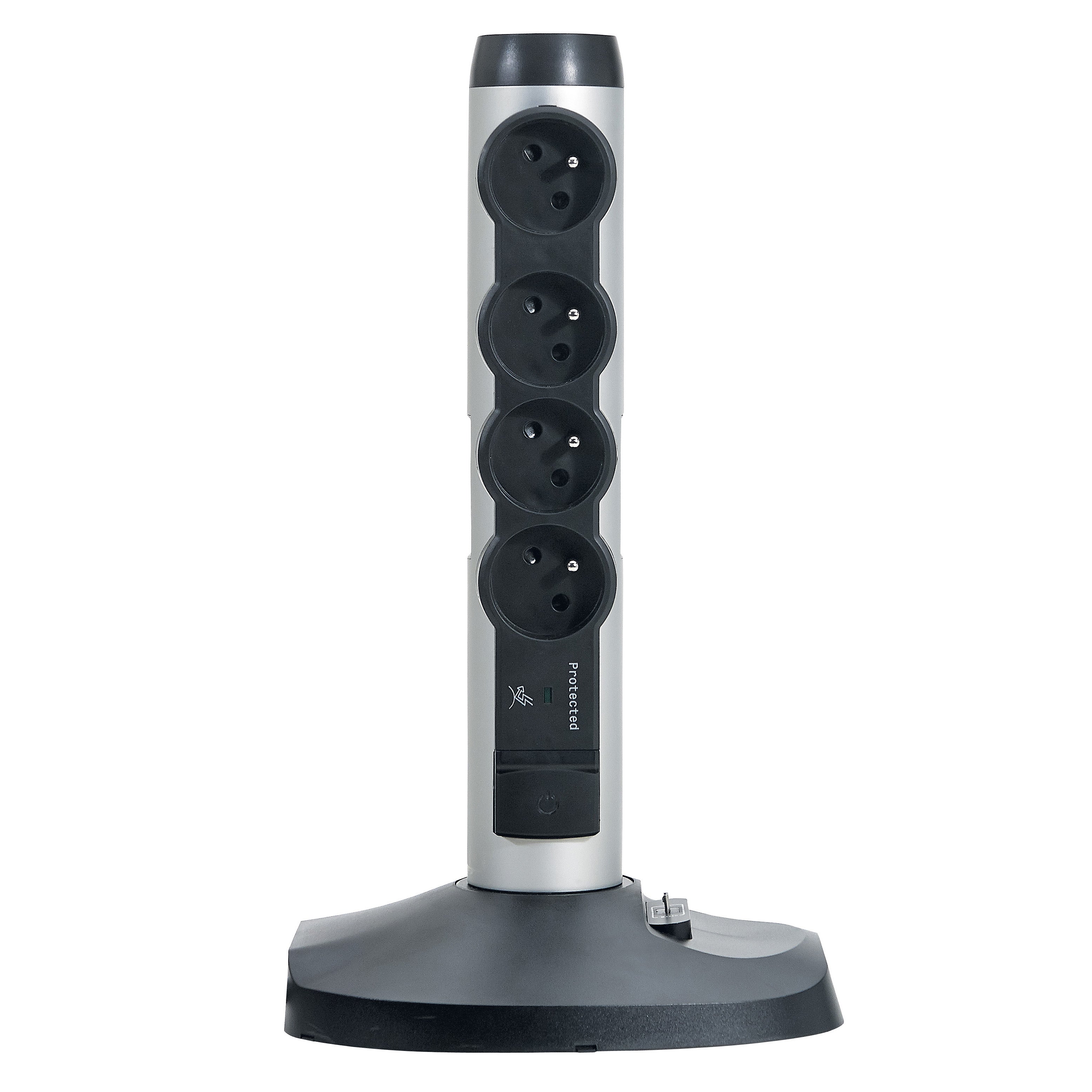 Tour multiprise USB filaire avec prise rotative ou wifi, 4 prises aluminium LEGR - 2