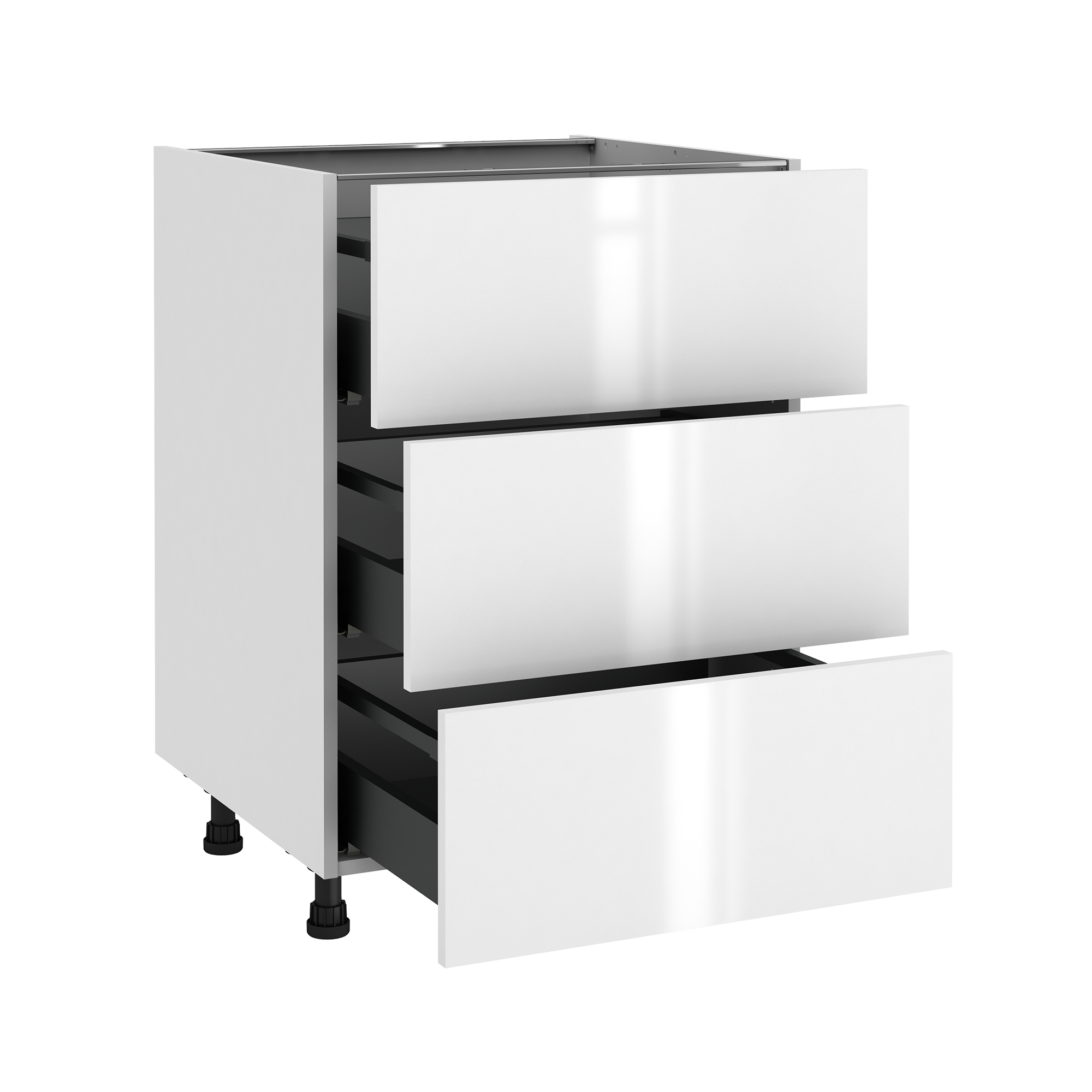 Mueble bajo de cocina delinia id sevilla blanco brillo 76,8x60cm 3 cac