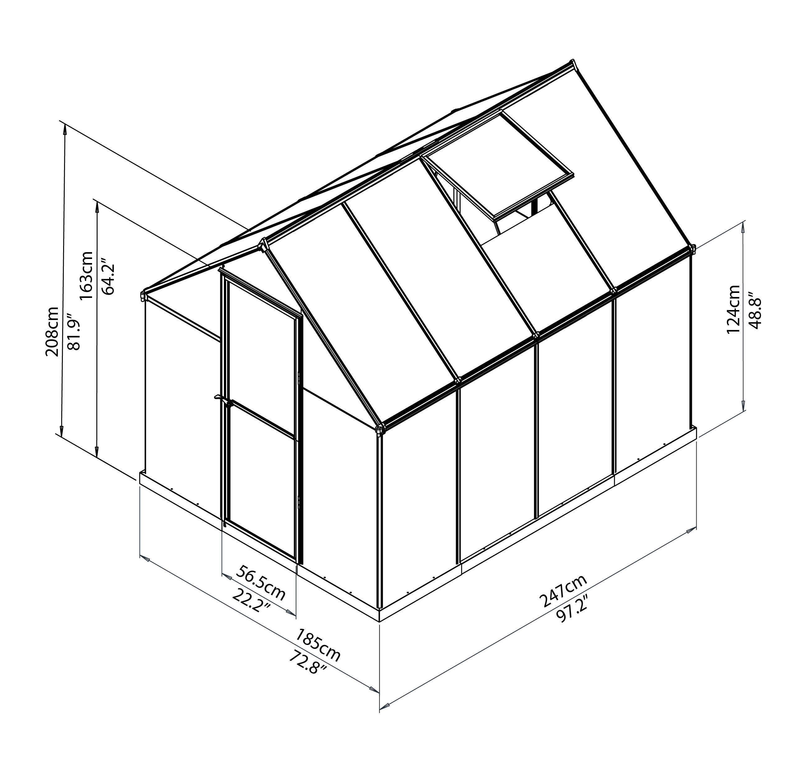 Serre fixe en polycarbonate double parois Mythos, 4.6 m² CANOPIA BY PALRAM - 4