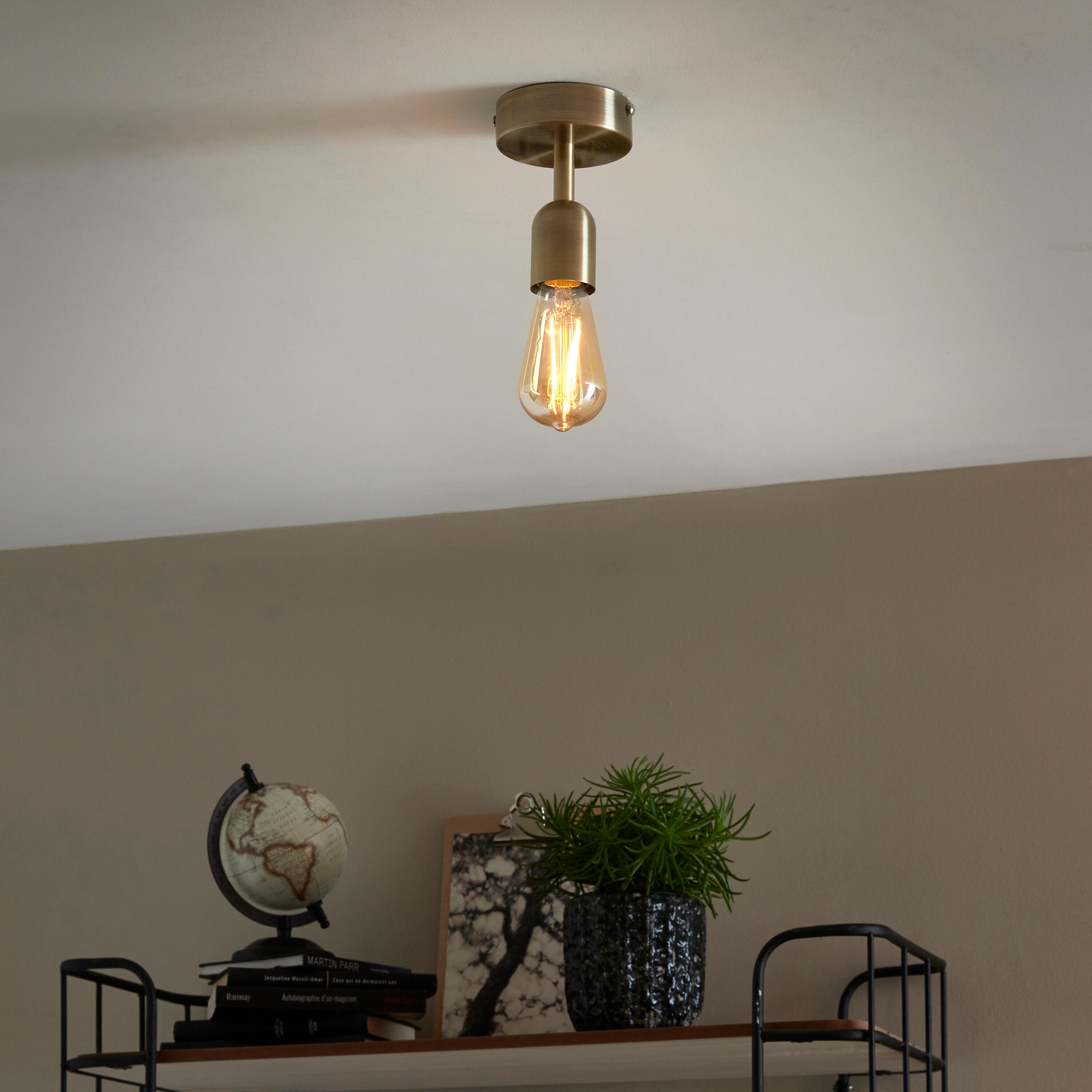 Plafonnier, 1xE27 max 60W classique chic métal laiton INSPIRE Helena - 2