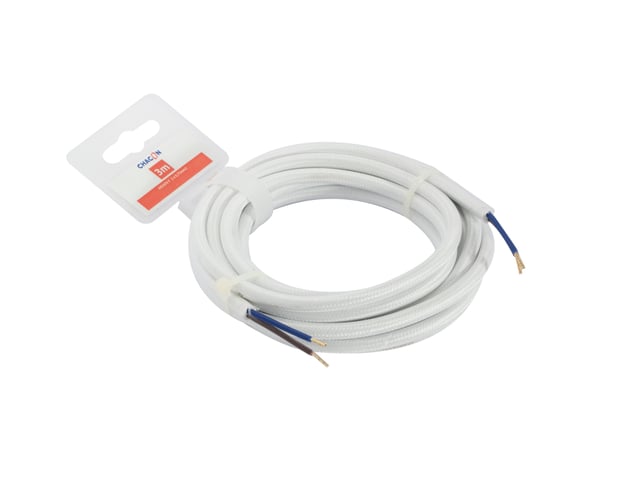 Câble textile 2 X 0.75 mm² h03vvf L.3 m, blanc