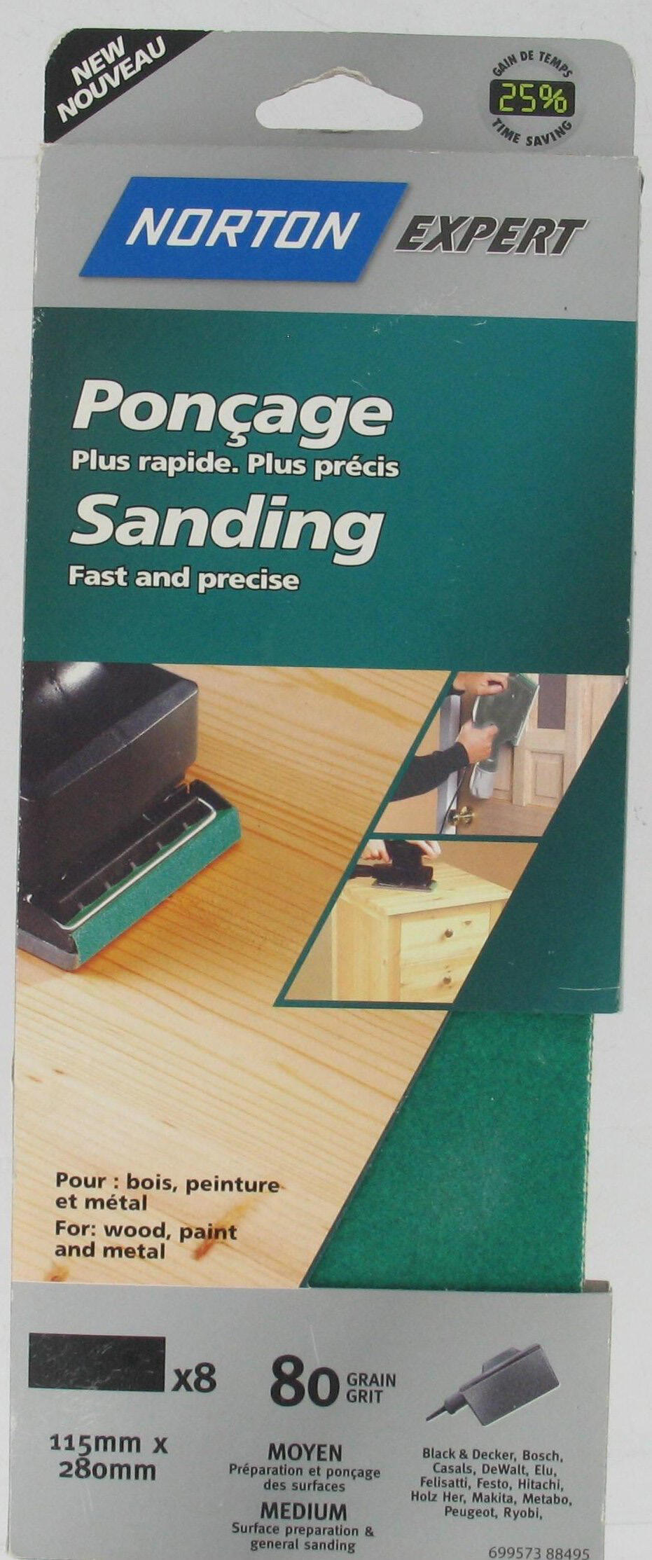 8 patins exp 115X280mm non perforé grain 80 NORTON | Leroy Merlin