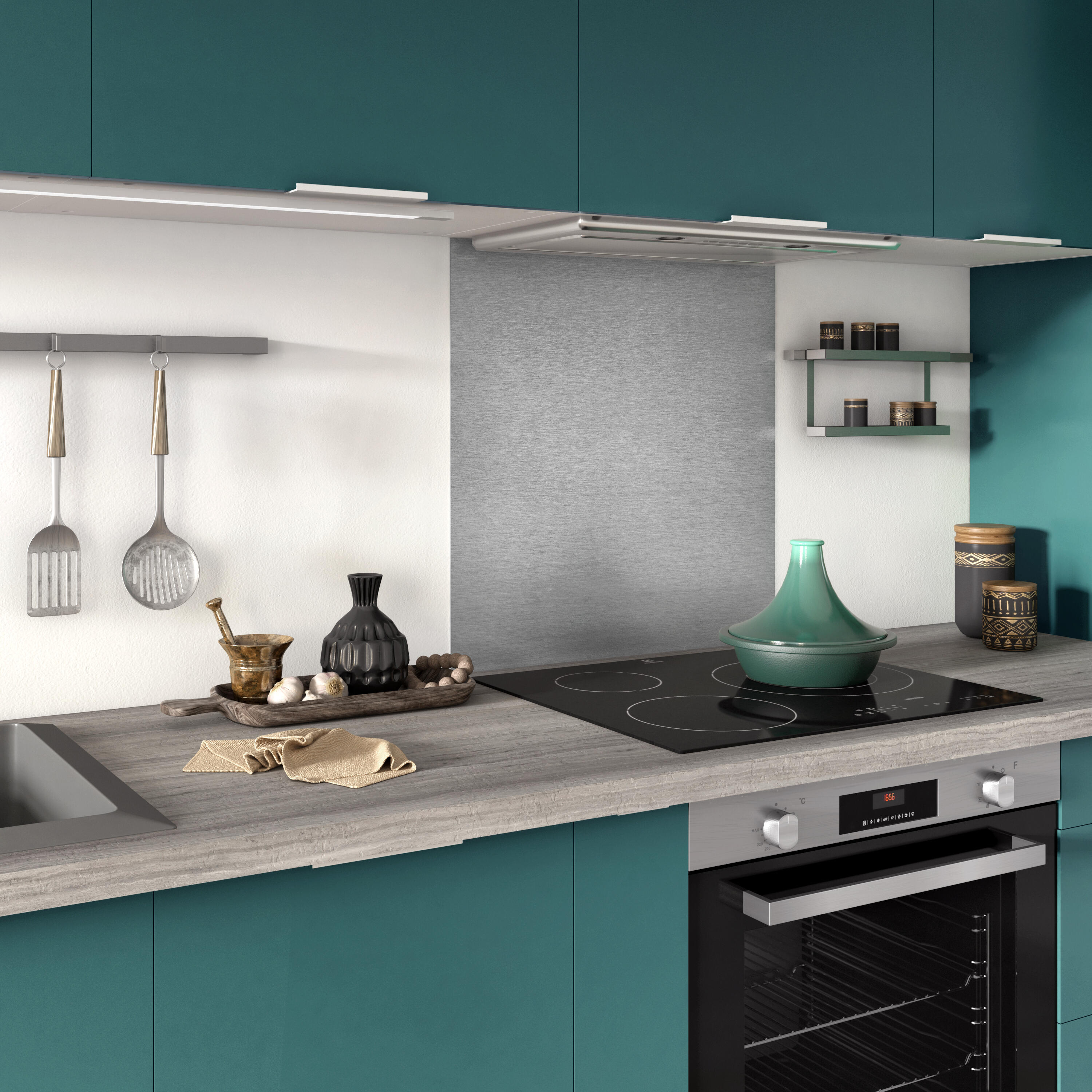 Fond de hotte Compact Effet alu/inox L.60 x H.63.5 cm, Ep.2 mm - 6