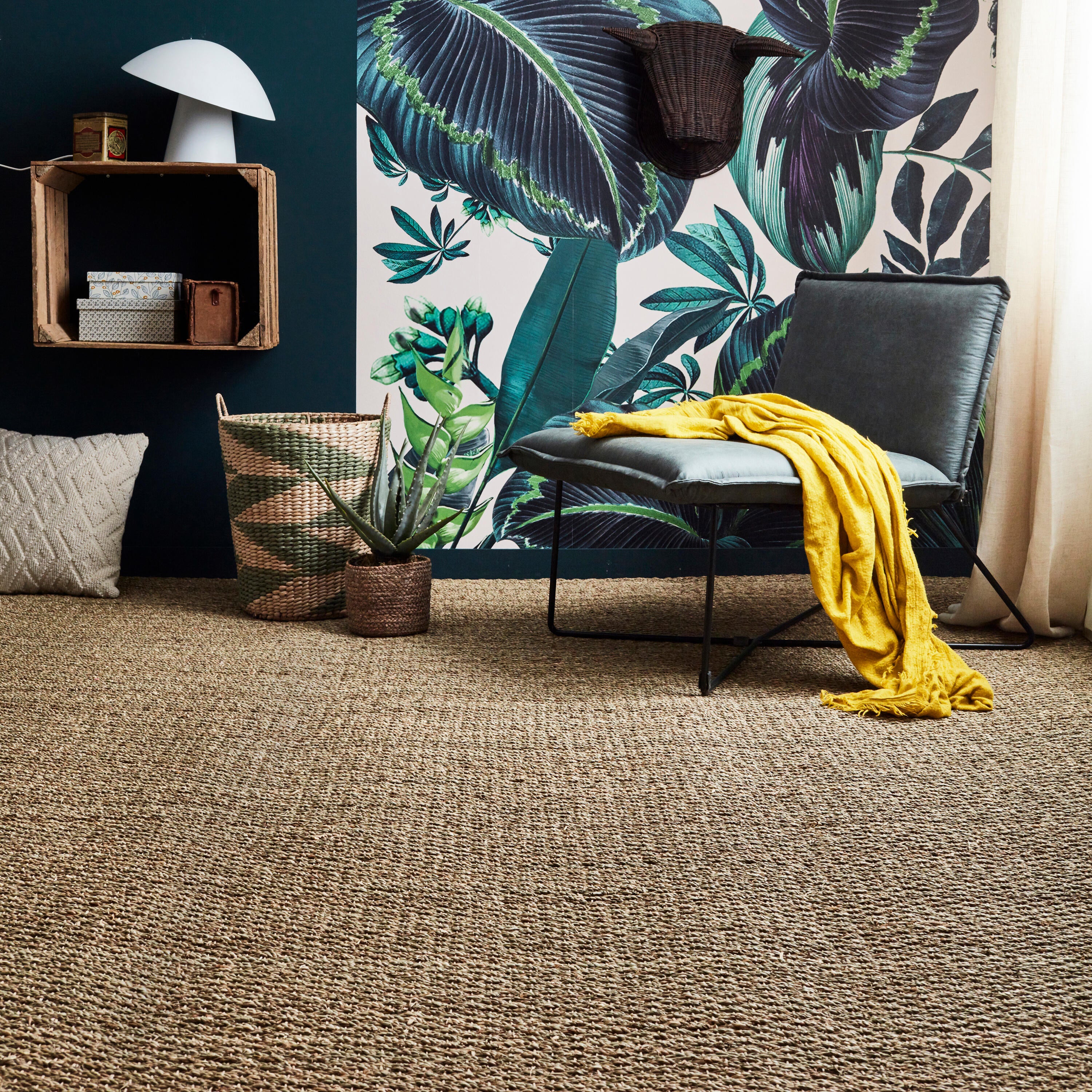 Jonc de mer structuré naturel Jonc de mer classique, Vanarasi, rouleau l.4 m - 2