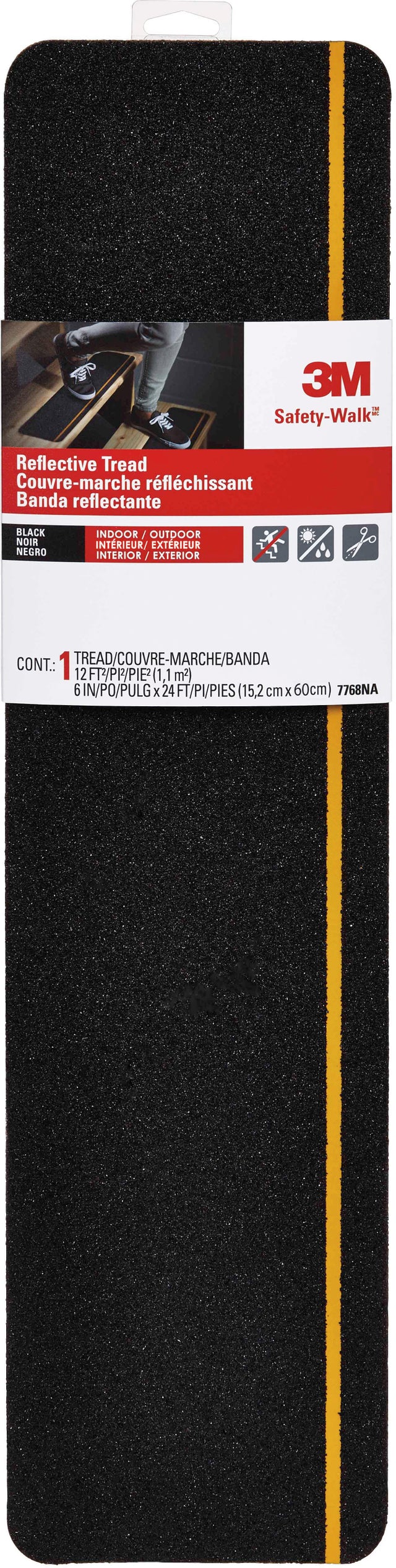 Bande antidérapante noir réfléchissante 60 x 15 cm 3M