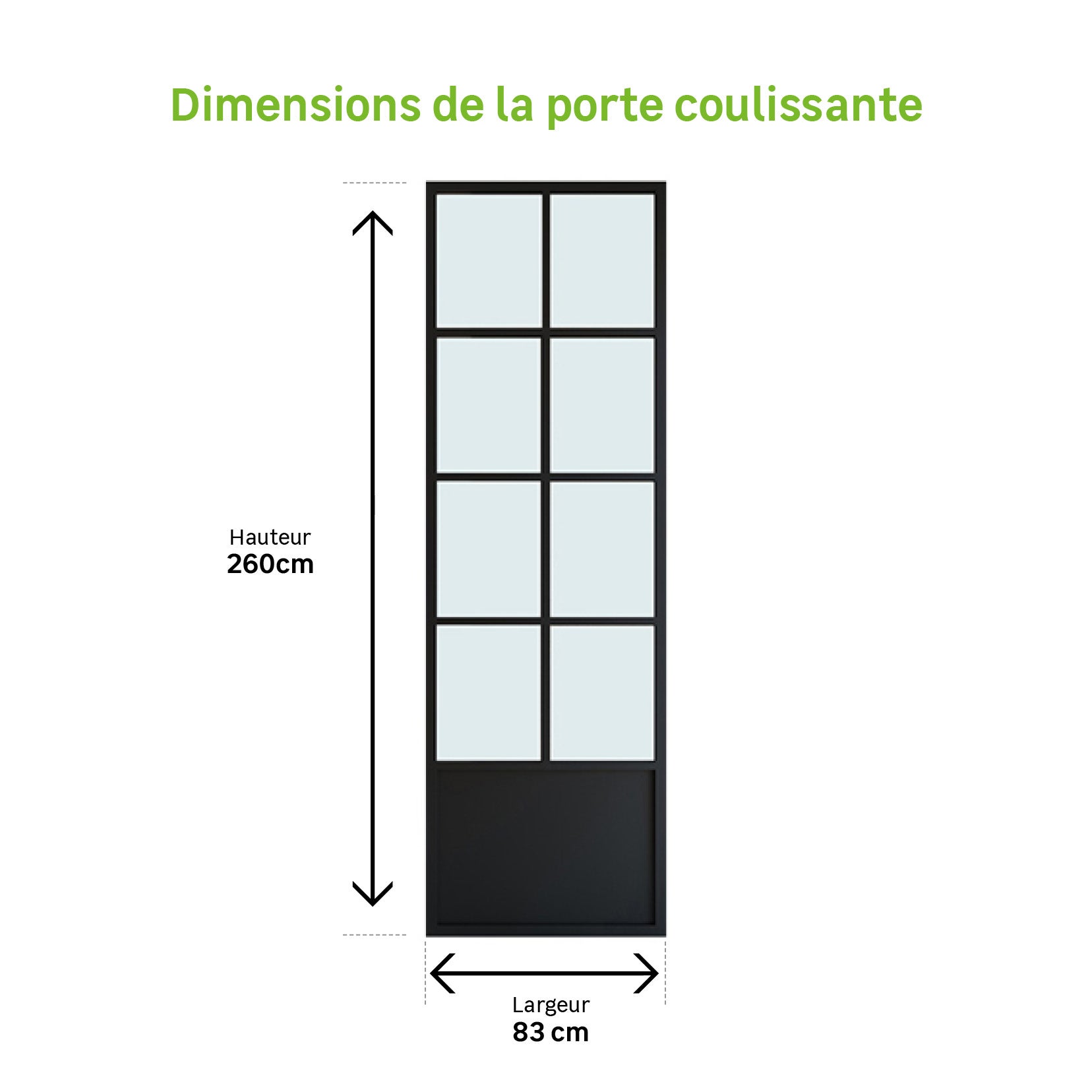 Porte coulissante atelier vitrée Monnet noir, H.260 x l.83 cm - 3