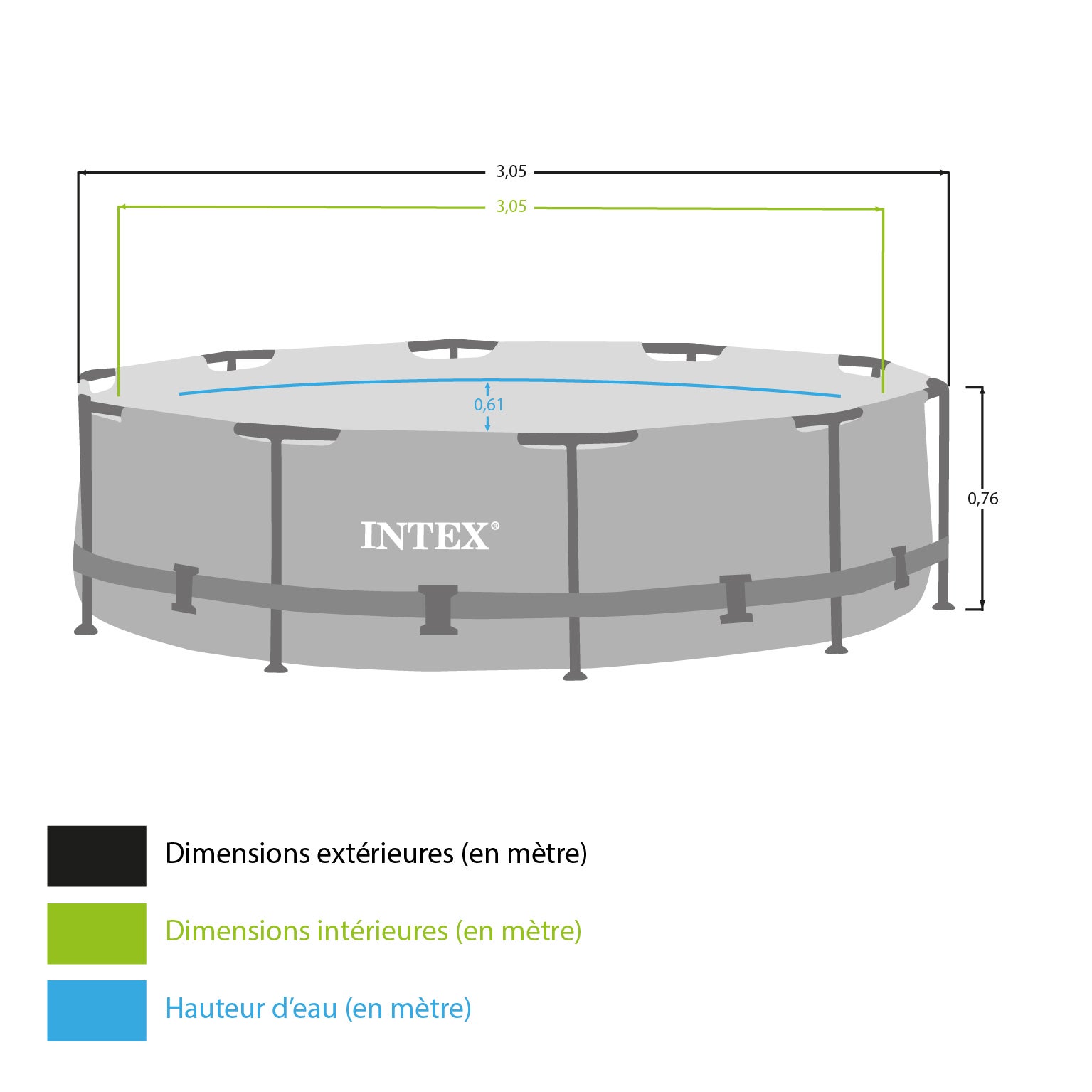 Piscine tubulaire INTEX Metal Frame ronde Diam. 3,05m x H. 0,76m - 6