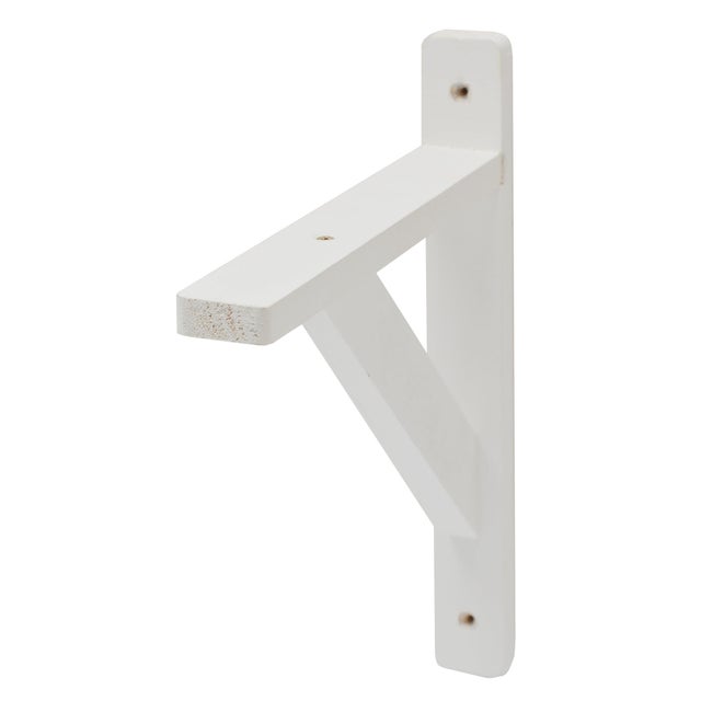 Equerre de fixation murale bois peint blanc, H.25 x P.20 cm