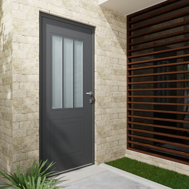Porte d'entrée Alu Atelier Essentiel H.215 x l.90 cm gris anthr., p. gauche