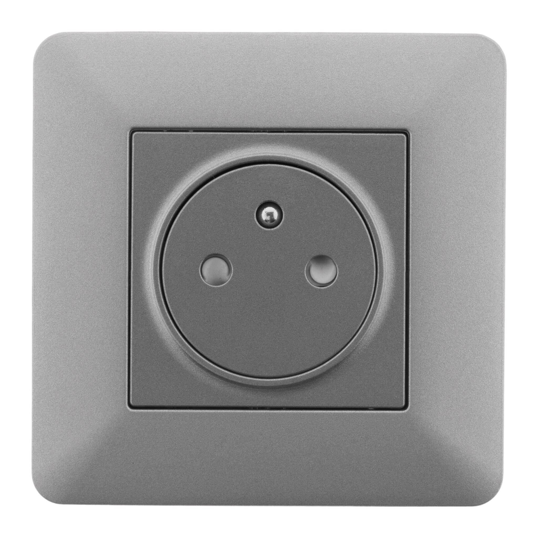 Prise avec terre affleurante complet ARTEZO, titanium - 6