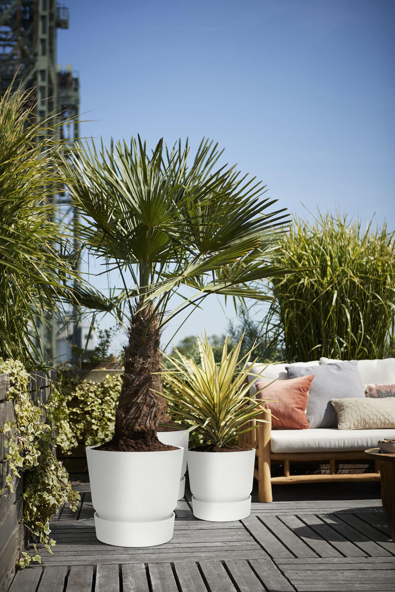 Pot polypropylène ELHO Greenville, Diam.47 x H.44.1 cm, blanc - 6